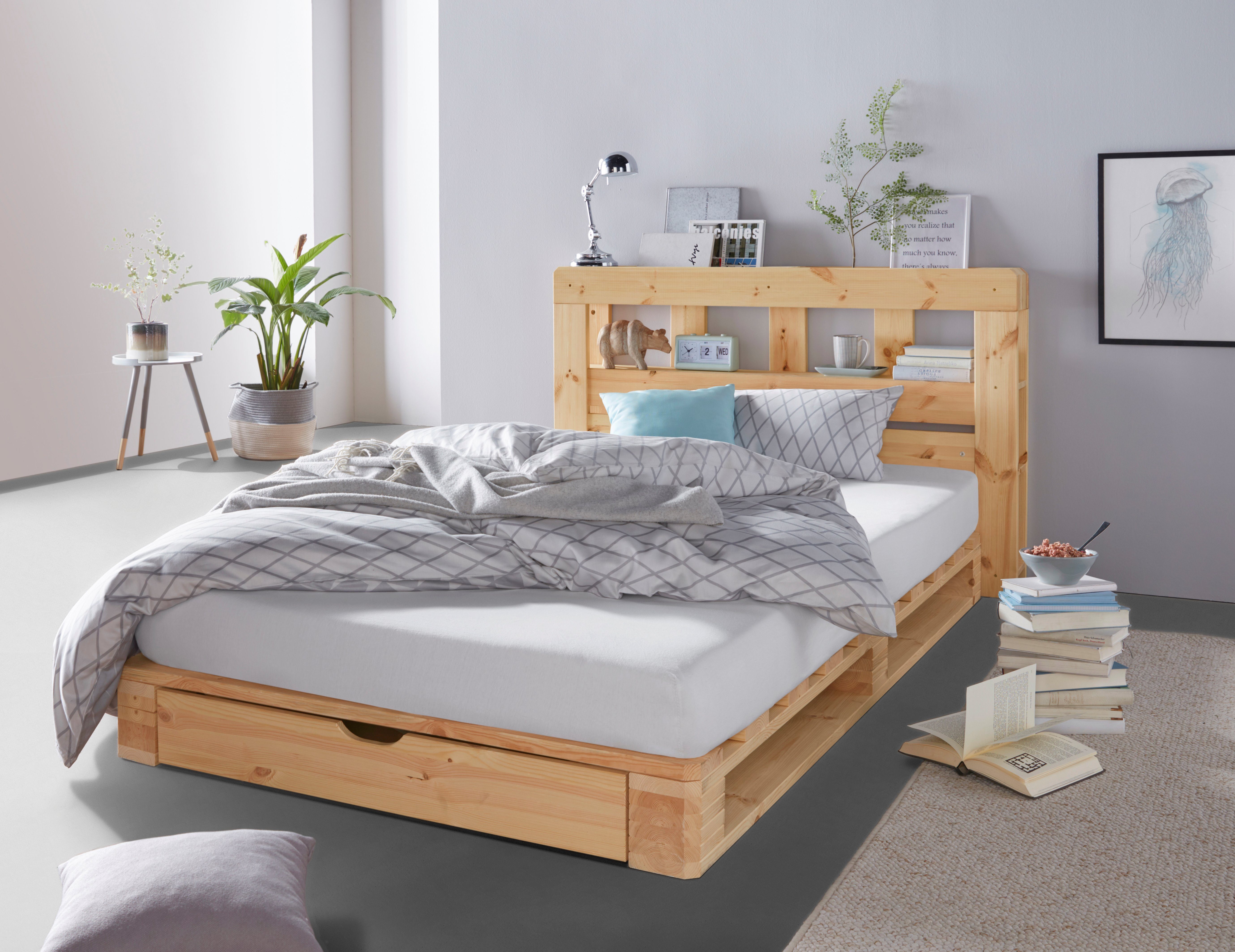 Home affaire Palletbed "ALASCO" BESTSELLER! Met lade gecertificeerd massief hout, uit te breiden tot tweepersoons- of familiebed