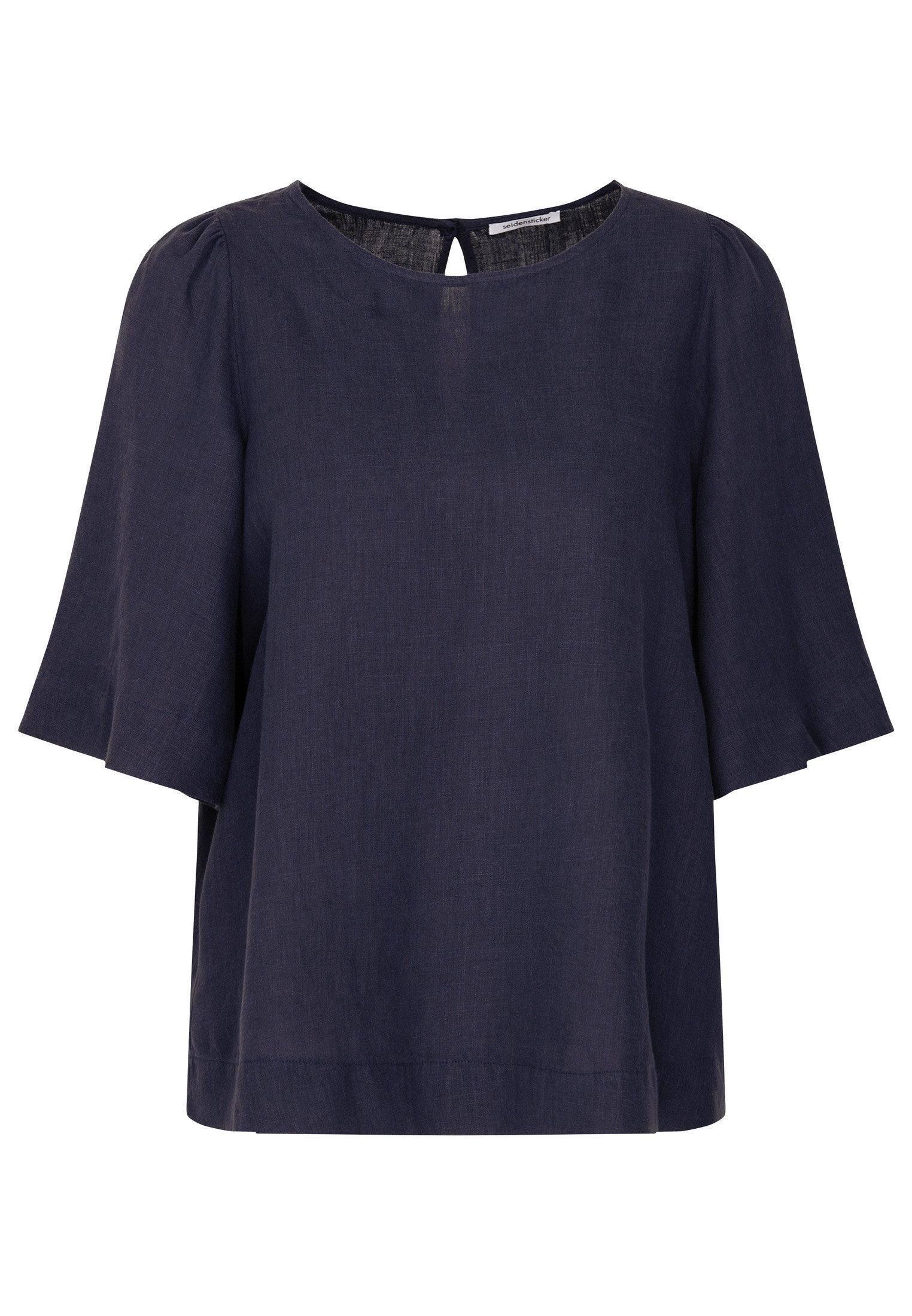seidensticker Shirtblouse Zwarte roos Korte mouwen ronde hals uni