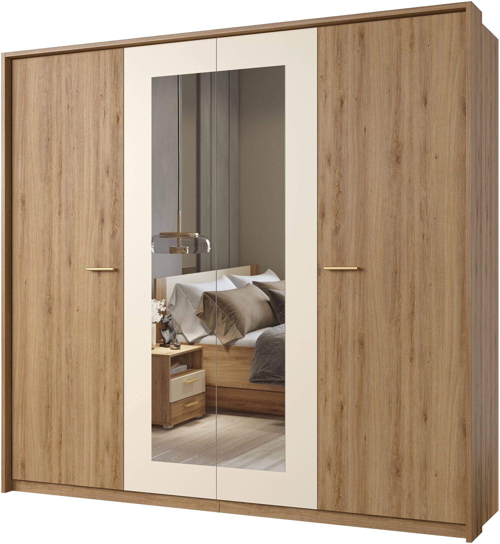 Home affaire Draaideurkast Bitry, linnenkast incl. complete binneninrichting Kledingkast, verstelbare planken 22 mm dik, mooie houtlook