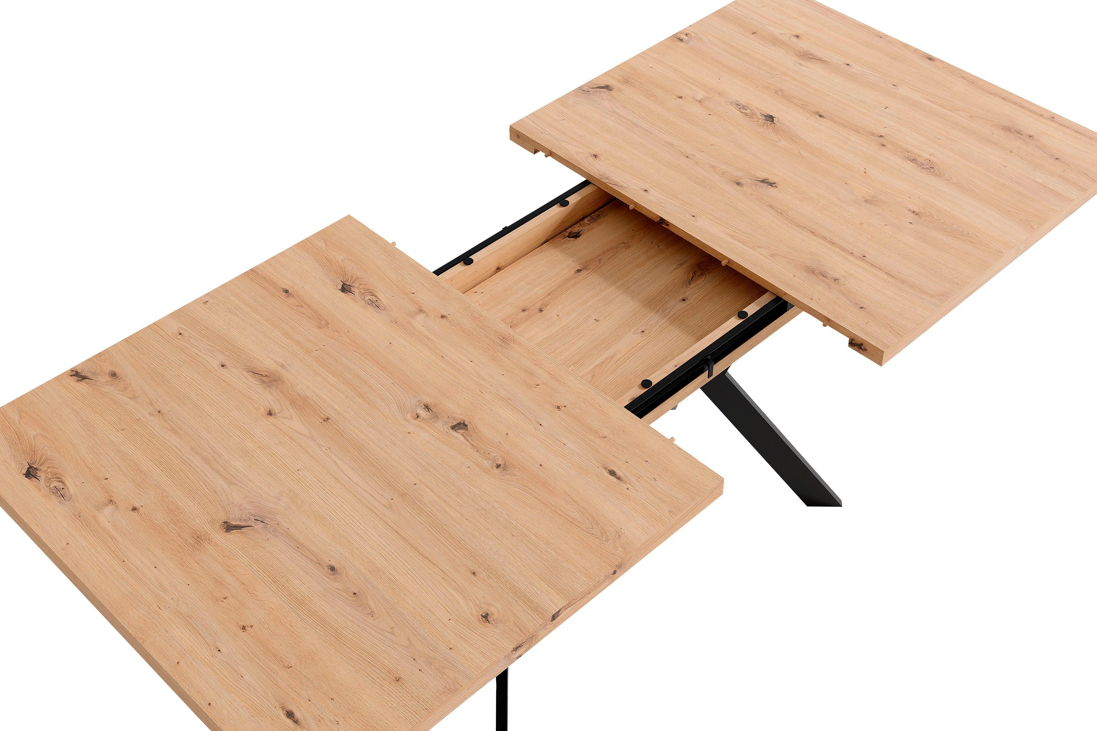 byLIVING Eettafel Bremen uittrekbaar met binnenin geplaatst inlegblad, 160 op 200 cm