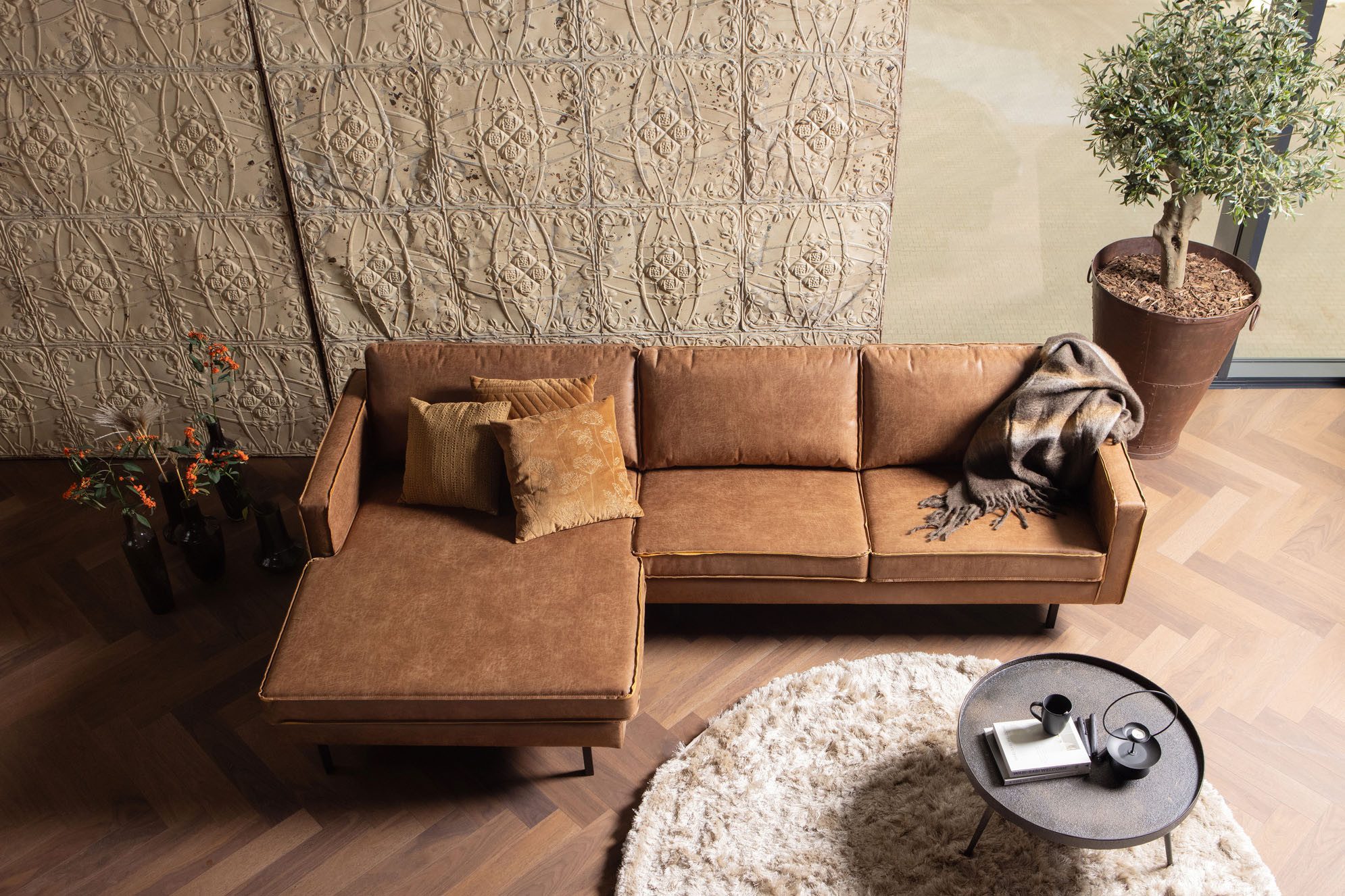 WOOOD Hoekbank Rodeo chaise longue vrijstaand, h 85 cm x b 300 cm