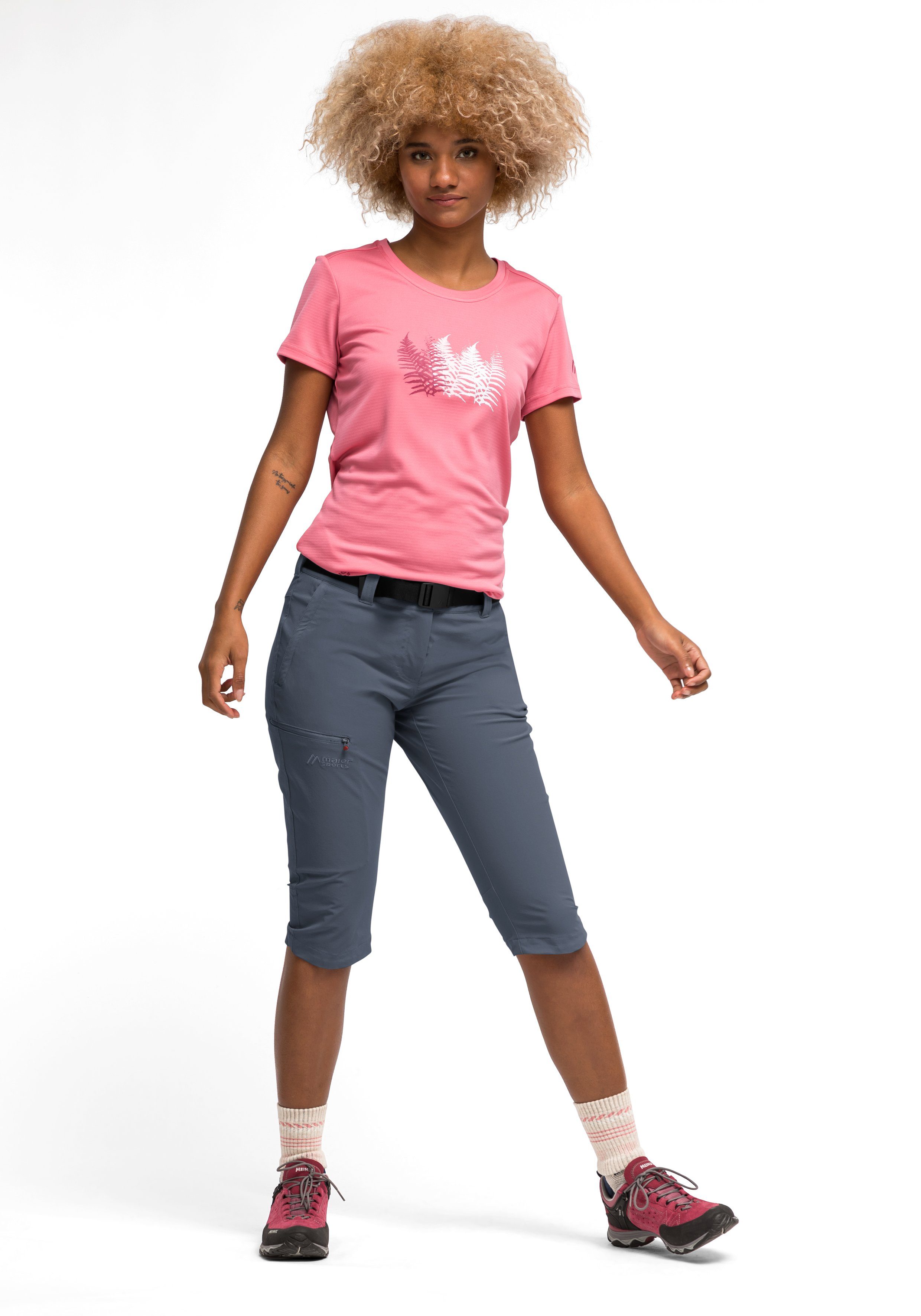 Maier Sports Capribroek Inara slim 3/4 Dames wandelbroek, ademende outdoorbroek, 3/4 broek met 3 zakken
