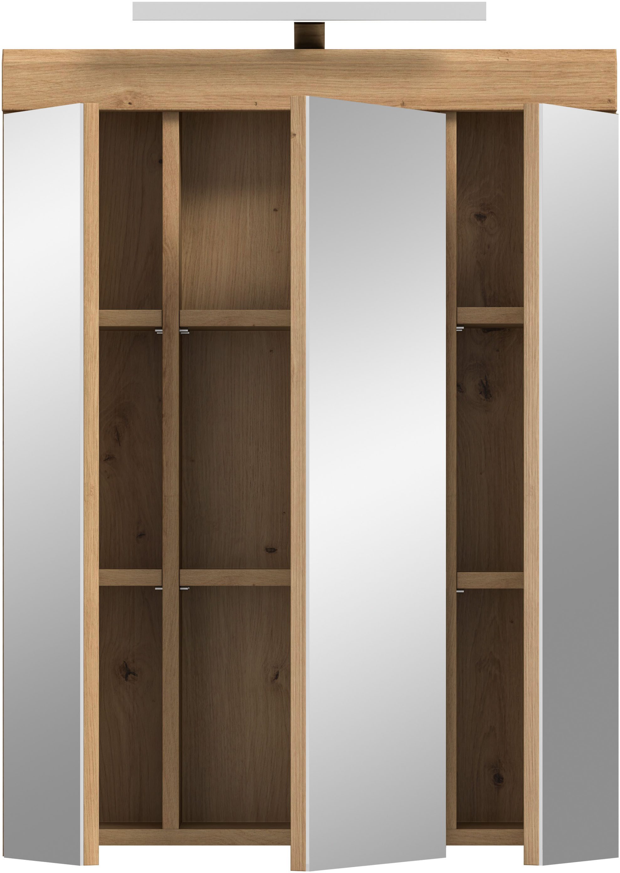INOSIGN Spiegelkast Siena, breedte 60 cm, incl. verlichting, 3 spiegelt deuren, 9 vakken in verschillende kleuren verkrijgbaar, badkamermeubels, spiegel, badkamerkast, badkamer (set)
