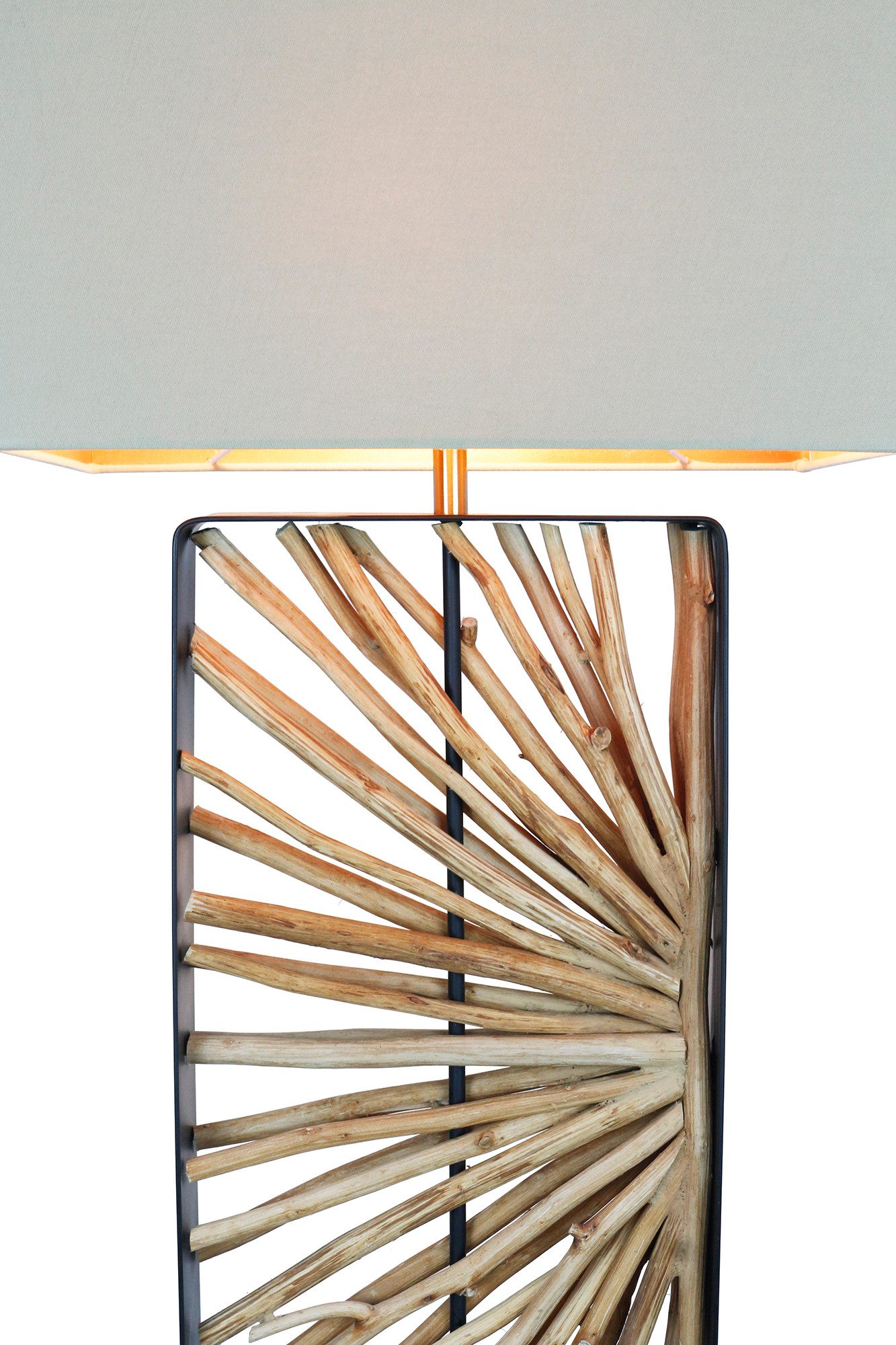 SalesFever Staande lamp Drijfhout Scherm binnenin goudkleur (1 stuk)