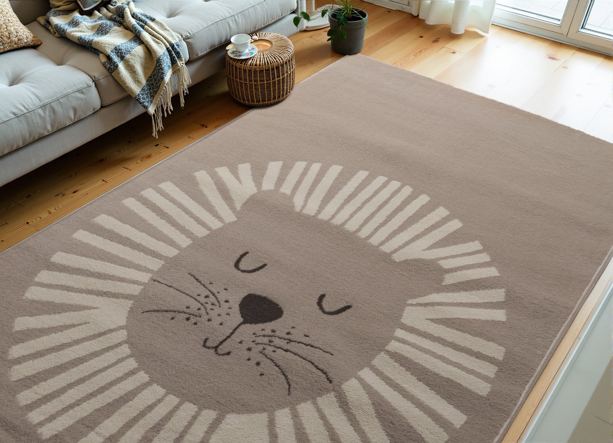 HANSE Home Kindervloerkleed Happy Lion Speeltapijt, stevig, kinderkamer, kortpolig, speelondergrond