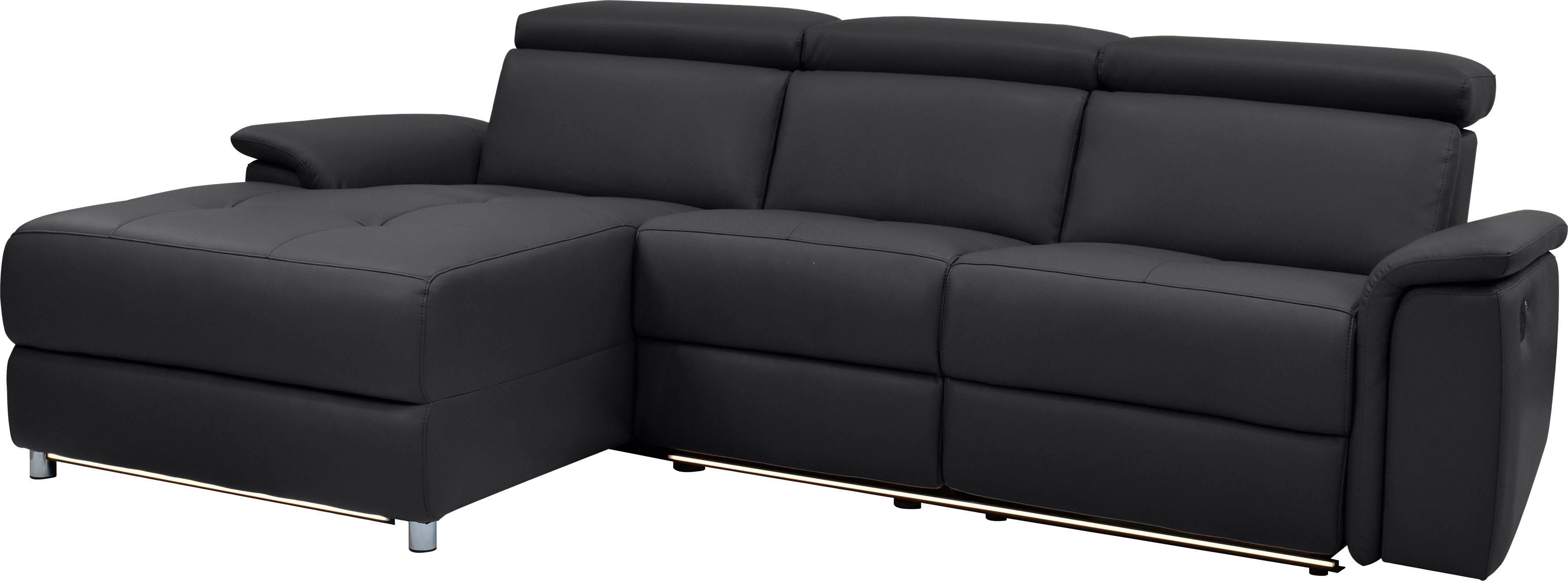 Places of Style Hoekbank Pareli, L-model, 259 cm, met récamier, echt leer, imitatieleer, weefstof