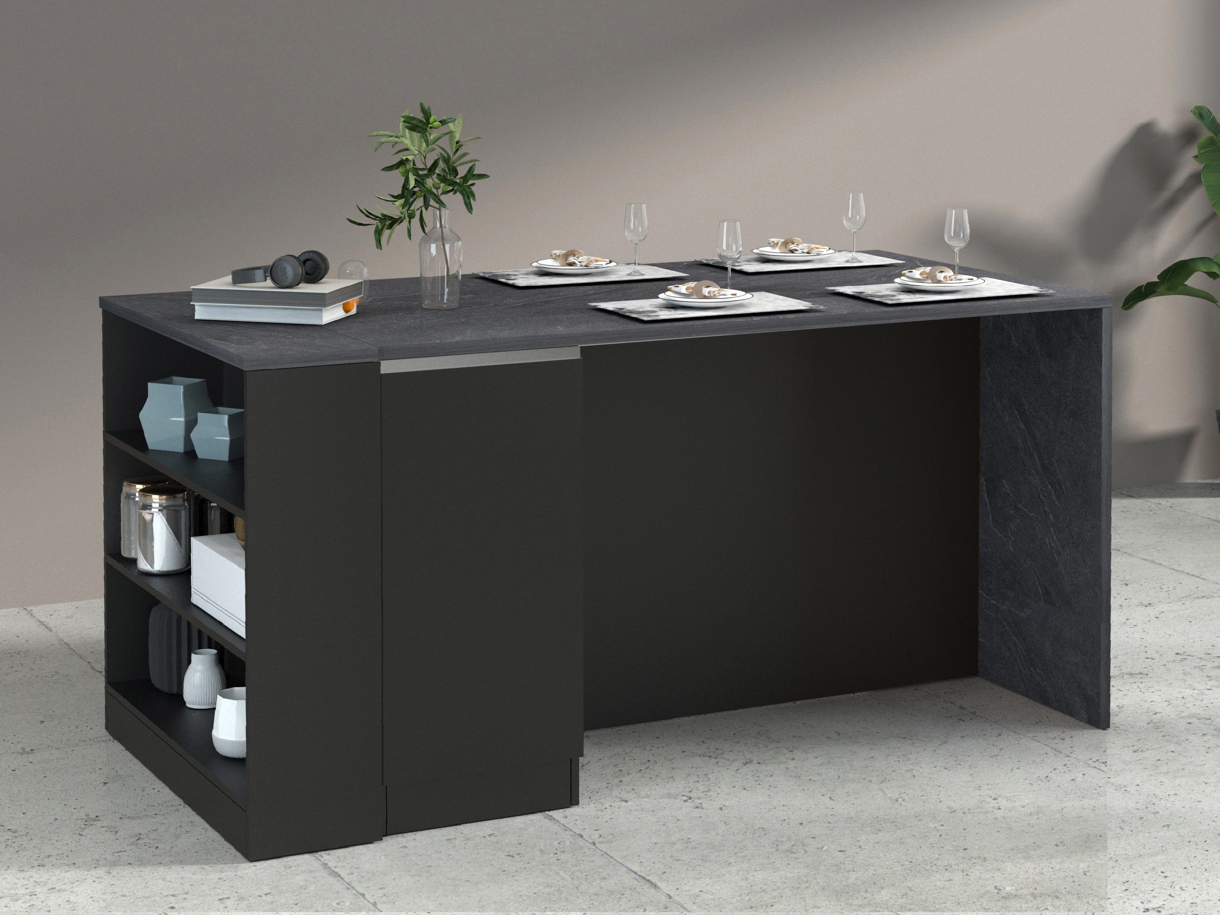 Kochstation Keukenrek Sole, plank, staande plank, keukenkast, opbergrek Combineerbaar met keukeneiland serie Sole kookstation