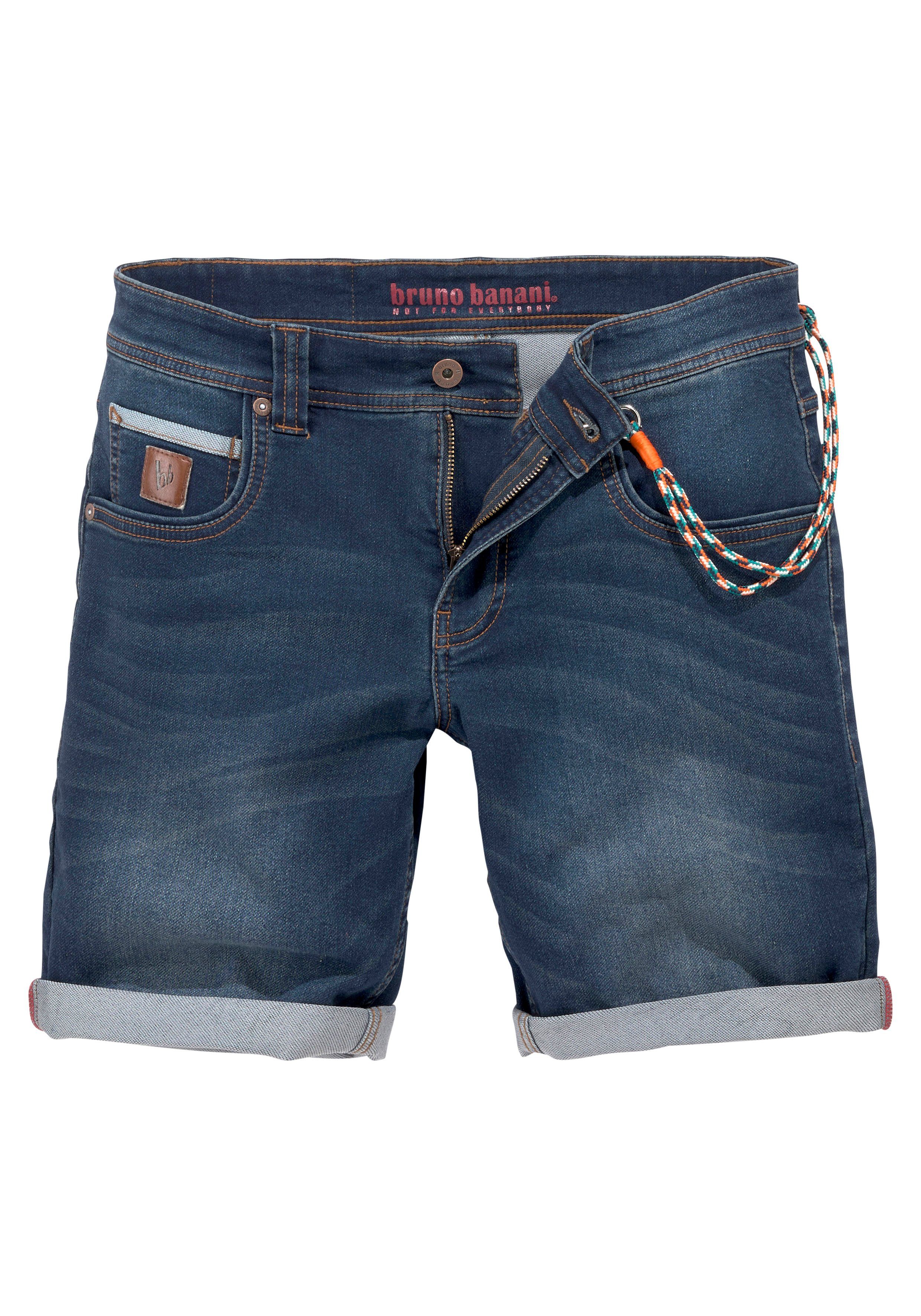 Bruno Banani Jeansshort comfortabele pasvorm, rechte pasvorm, met praktische zakken (set, 2-delig, Met band)