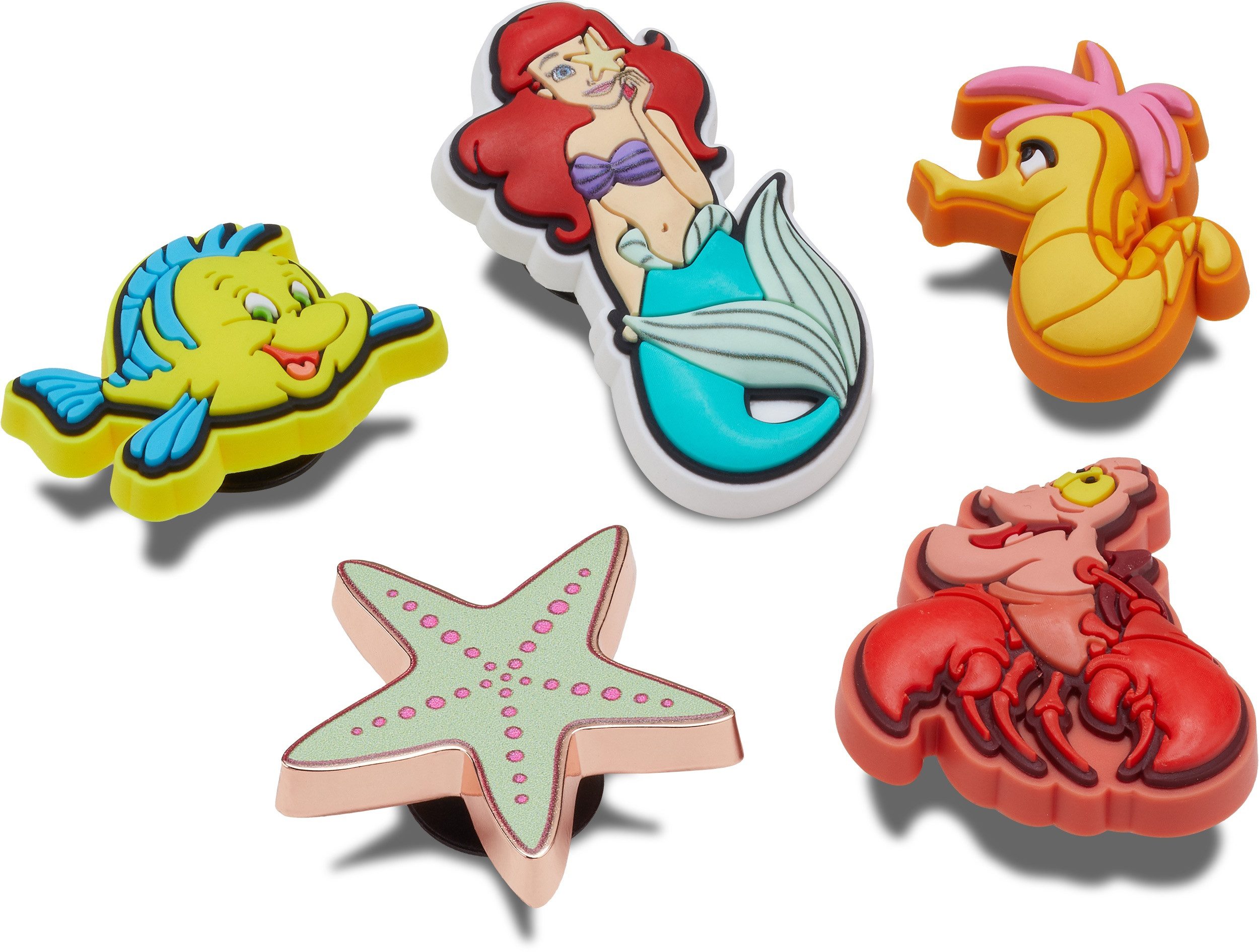 Crocs Schoenbutton Jibbitz™ Princess Arielle Disney , schoenaccessoire voor kleine zeemeerminnen (set, 5-delig, Geen speelgoed. Niet geschikt voor kinderen jonger dan 3 jaar)
