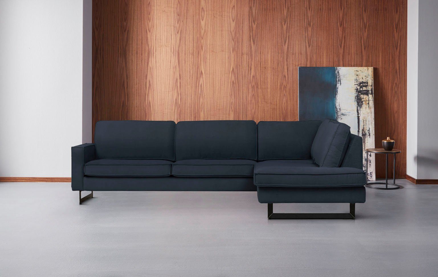 Places of Style Hoekbank Pinto, 290 cm, cord, chenille, leerlook, ottomane links/rechts