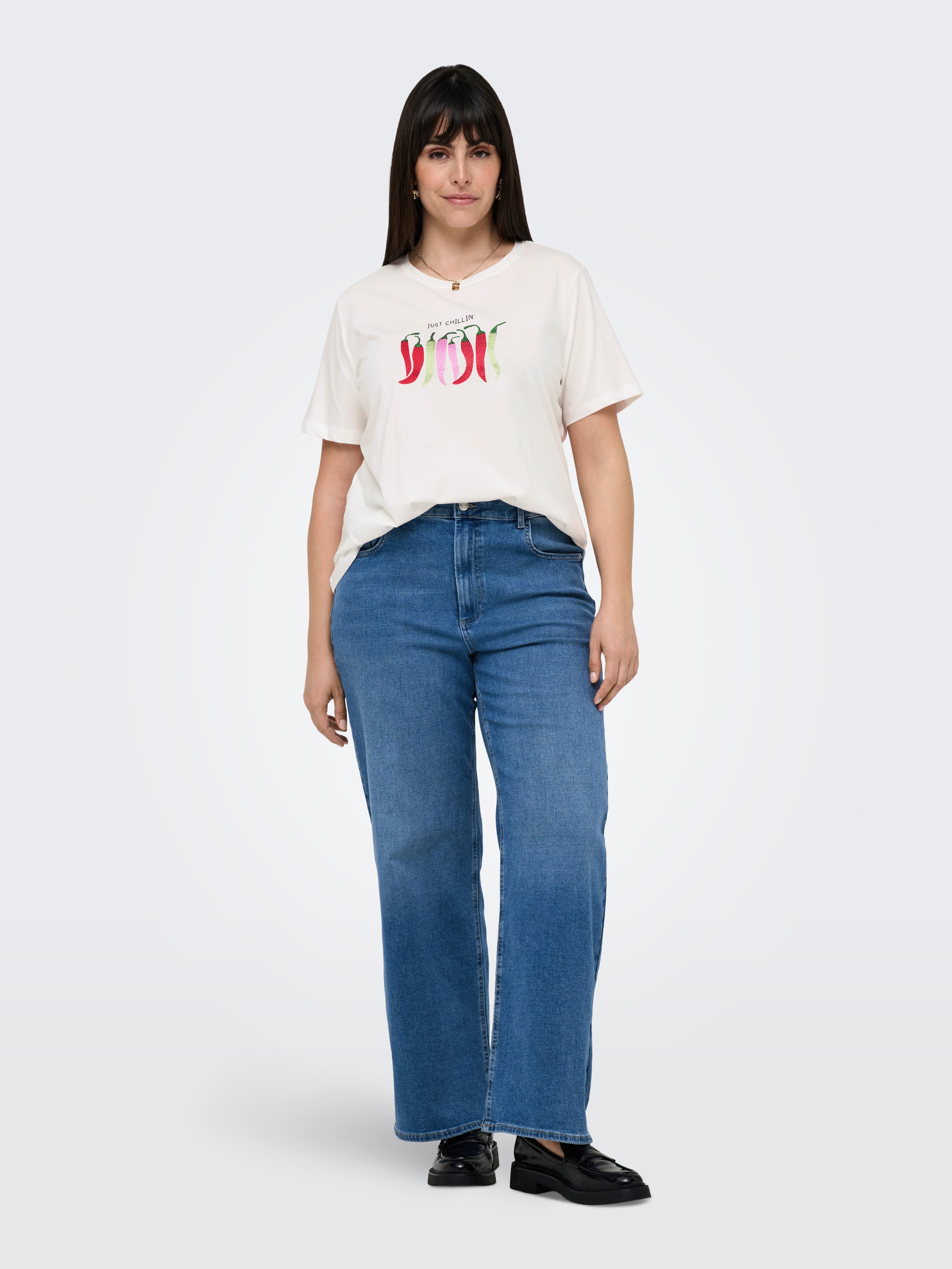 ONLY CARMAKOMA Shirt met korte mouwen CARKITA LIFE SS FOOD JEANS TEE JRS