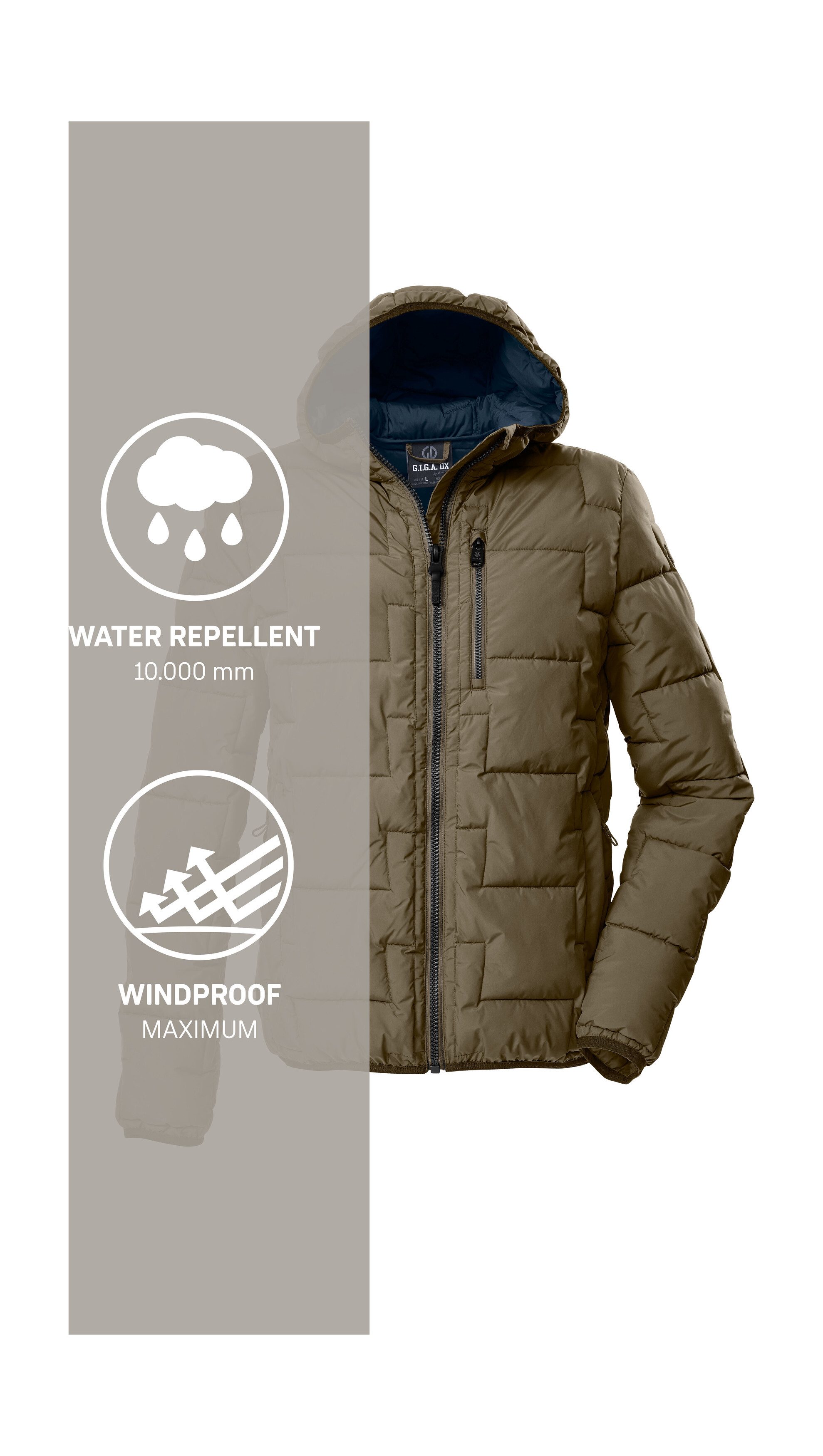 G.I.G.A. DX by killtec Gewatteerde jas GW 72 MN QLTD JCKT Waterafstotende heren gewatteerde jas met 10.000 mm waterkolom