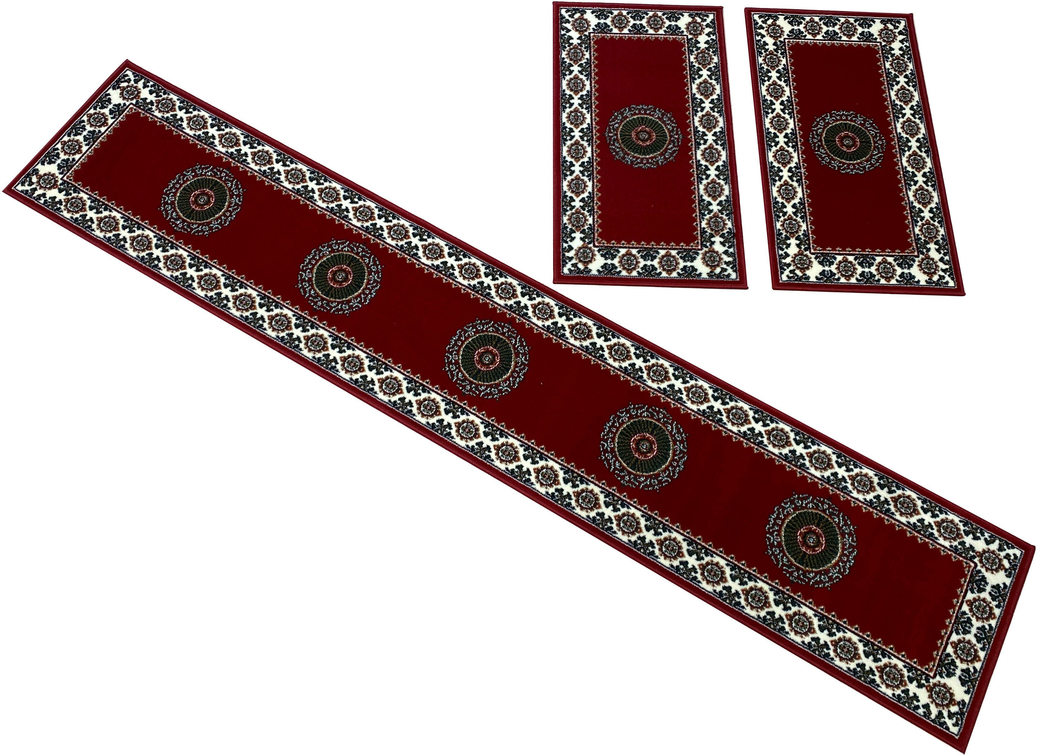 my home Set slaapkamerkleedjes Shari, Made in Belgium Oriënt-look, slaapkamerkleed, loperset voor de slaapkamer bedvloerkleden rood