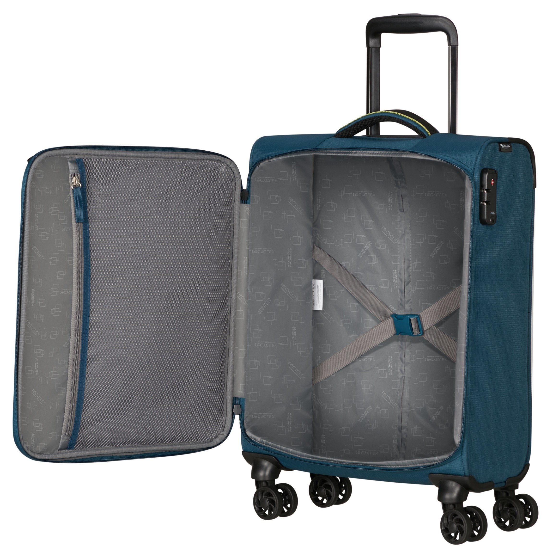 American Tourister® Trolley (handbagage) TAKE2CABIN, 55 cm harbor blue Handbagage-koffer koffer reisbagage zachte koffer TSA-cijferslot