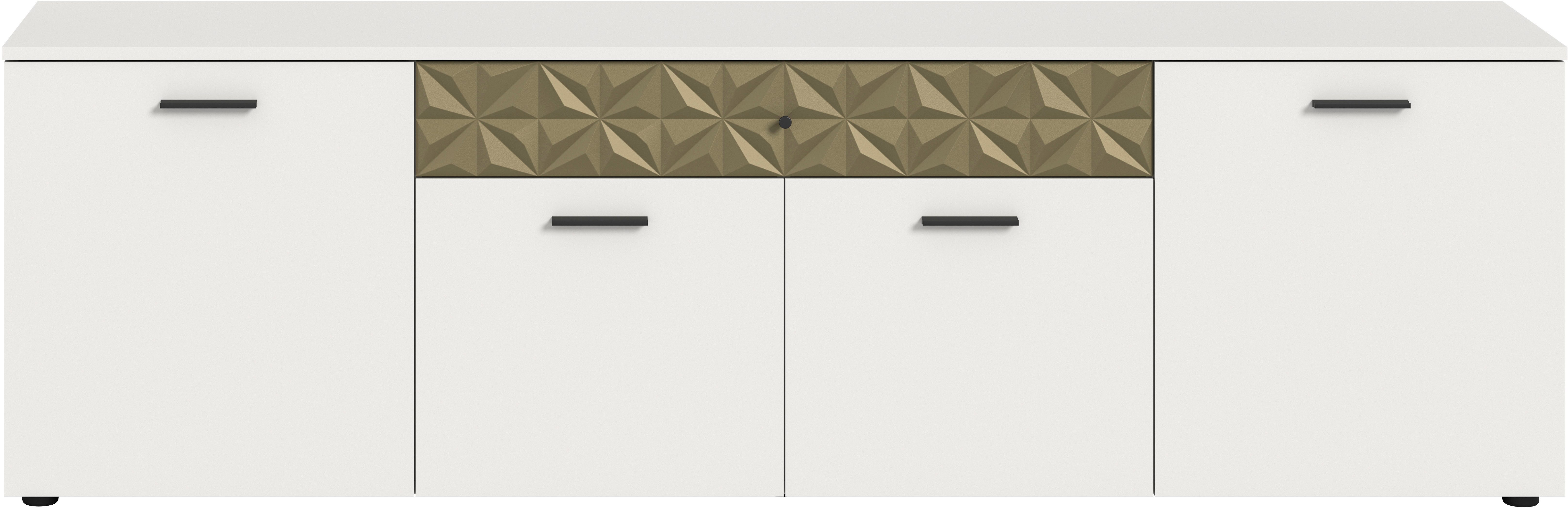 INOSIGN Tv-meubel Vicenza, breedte 190cm, ornamentafwerking, 4 deuren, 1 lade 8 vakken, metalen grepen, tv-kast, televisiekast, mediaboard