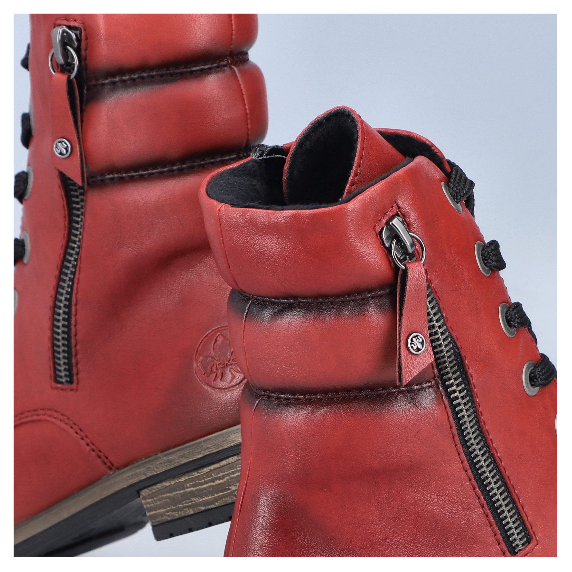 Rieker Veterlaarsjes lace-up boots, ankle boots, block heel, with inner zipper