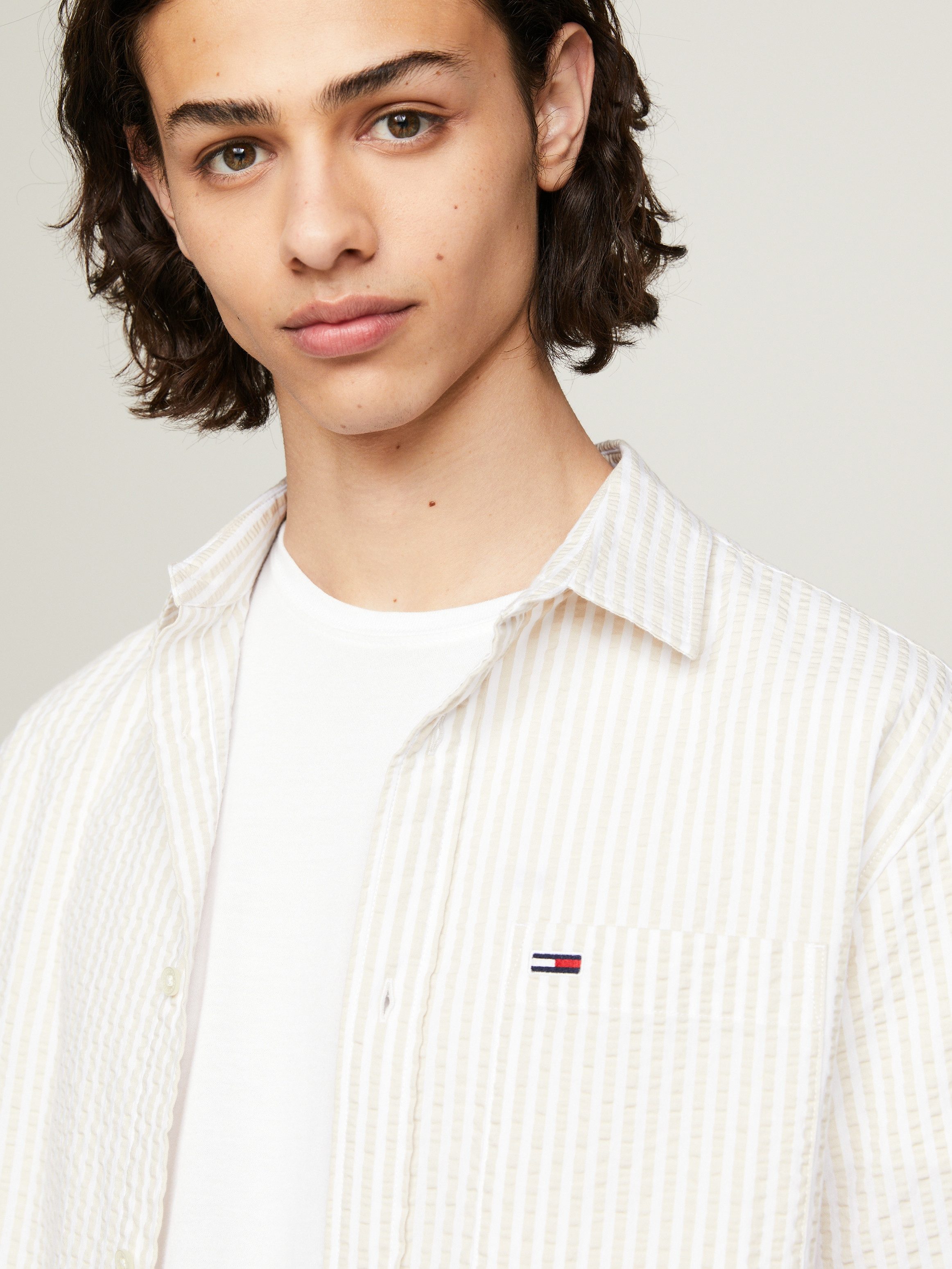 TOMMY JEANS Overhemd met korte mouwen TJM REG STRIPE SEERSUCKER SHIRT