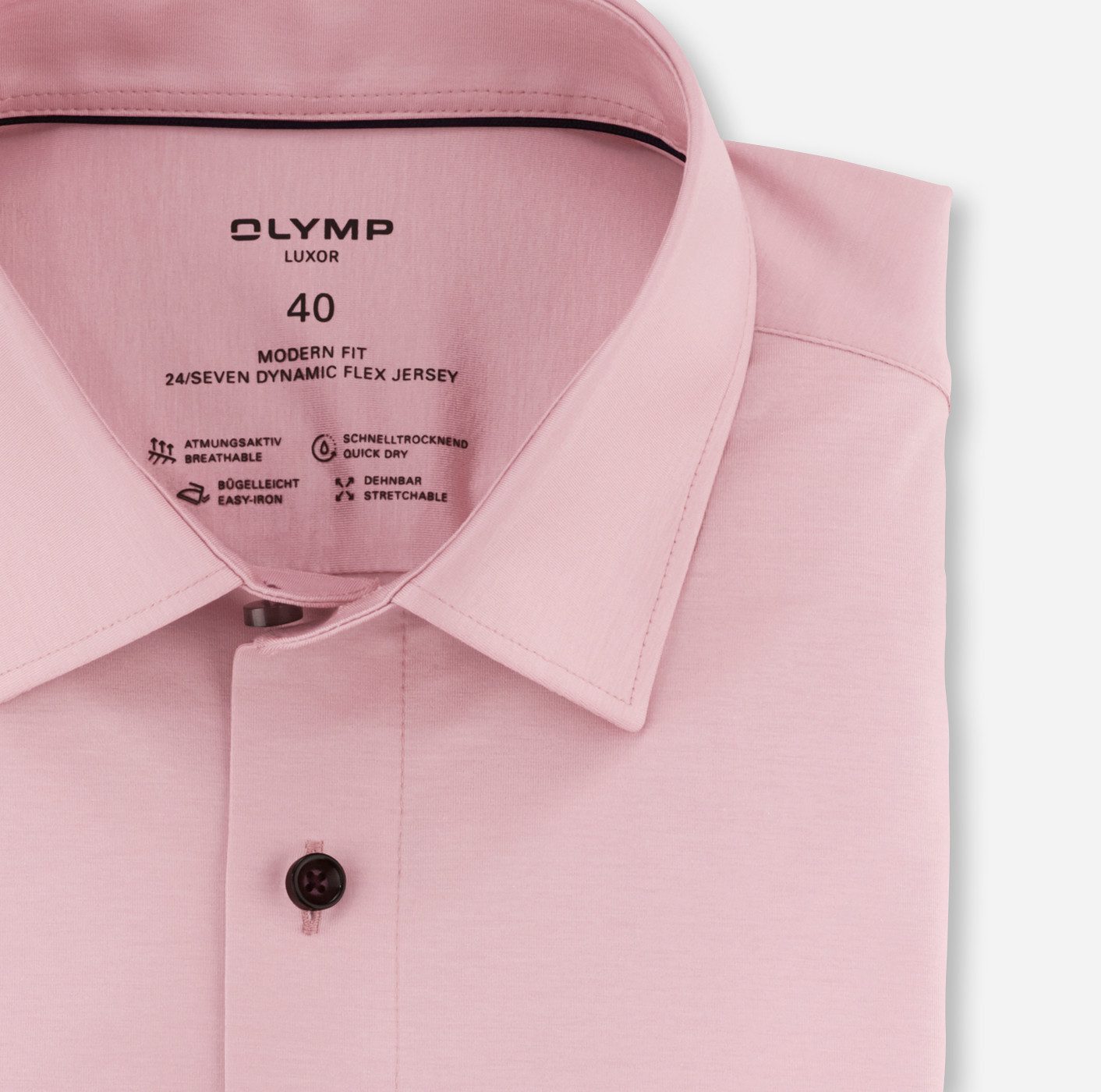 OLYMP Overhemd met lange mouwen Luxor 24/Seven modern fit jersey shirt met geurremmende materiaaleigenschappen