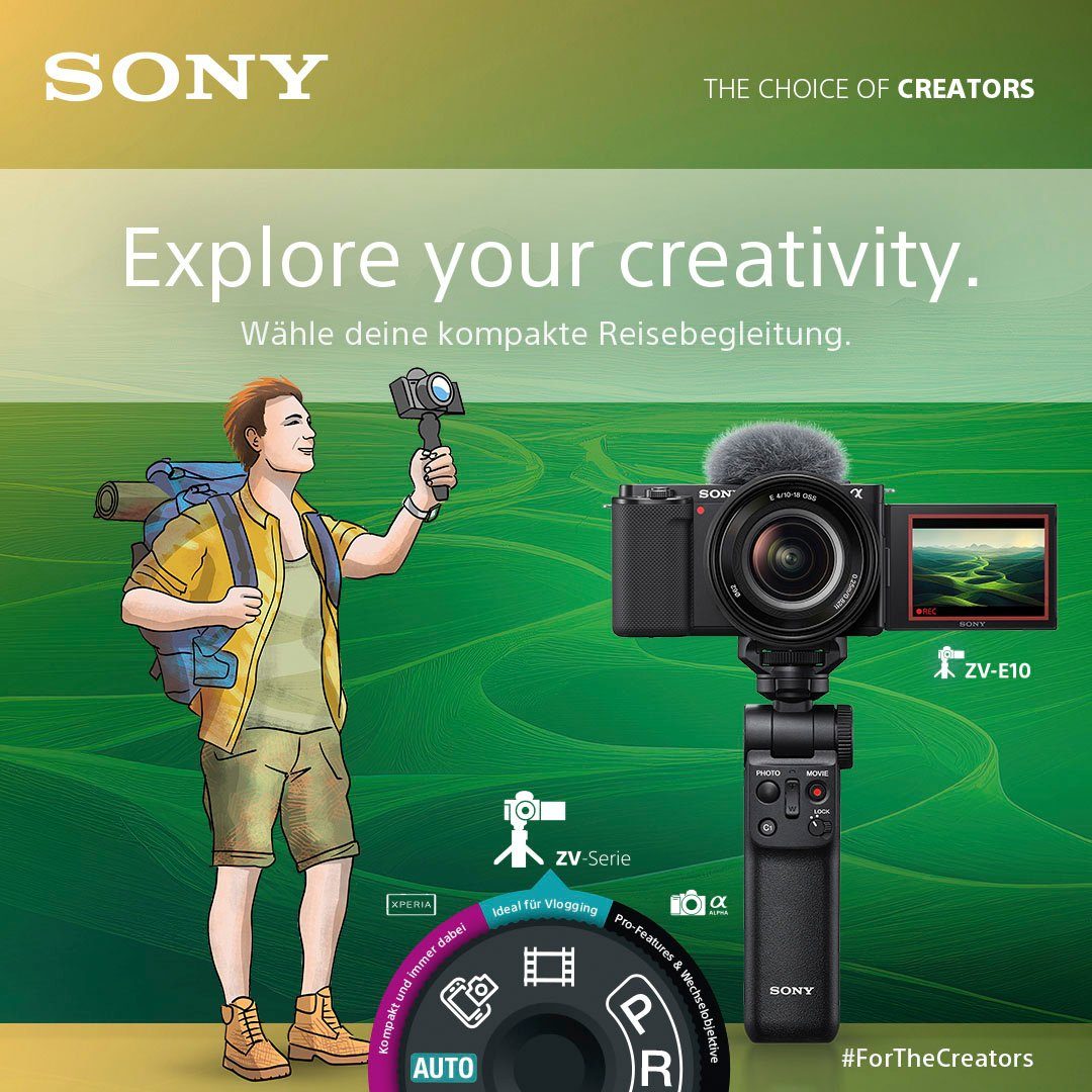 Sony Systeemcamera ZV-E10L Vlog-camera met draaibaar scherm incl. SEL16-50 objectief