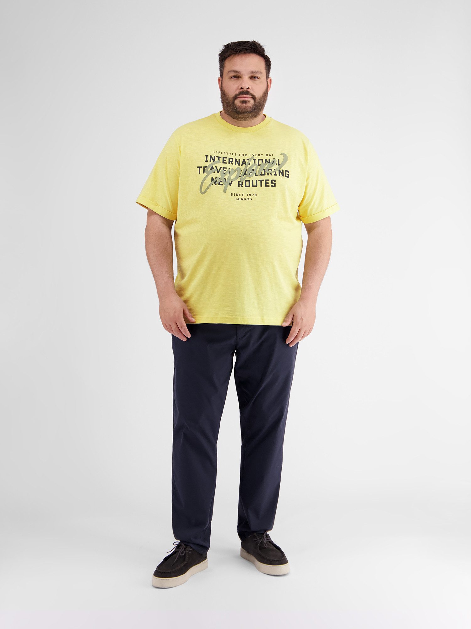 Lerros T-shirt LERROS T-shirt met borstprint in grote maten