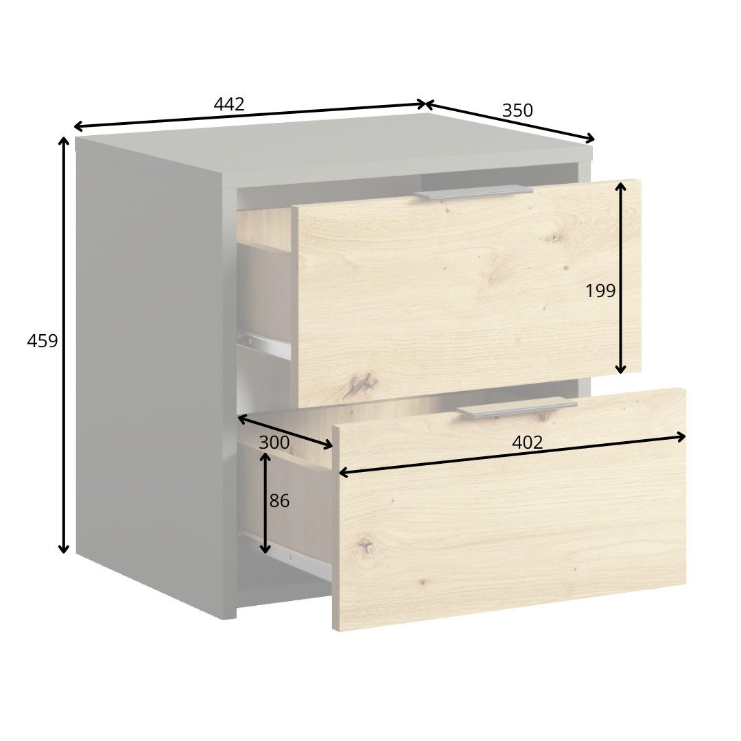 INOSIGN Nachtkastje Nachttafels Loreto (2 stuks), afmetingen: B/D/H 44/35/46 cm (set, 2 stuks)