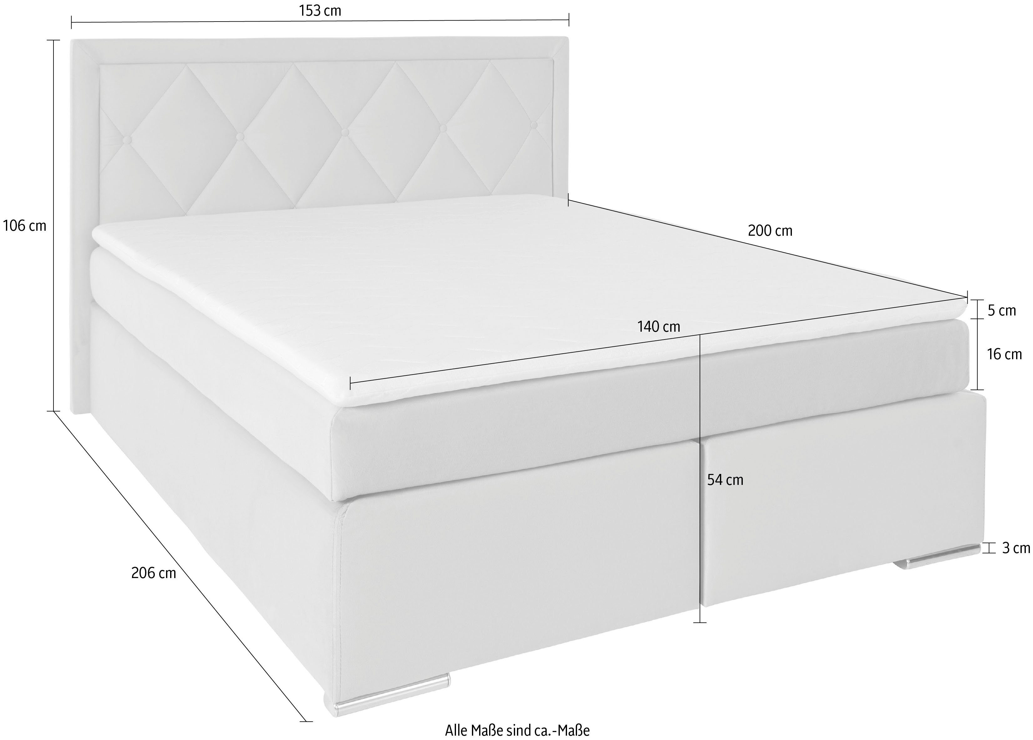 Leonique Boxspring Alfie, bestseller, optioneel met bedlade met capitonnage in het hoofdbord, h2, h3 en h4 ter keuze
