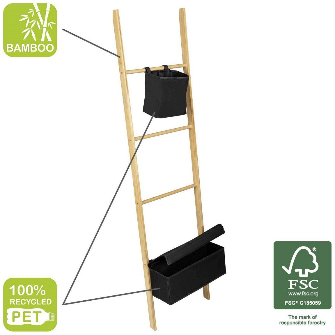 WENKO Handdoekenladder Ecori met 2 vakken