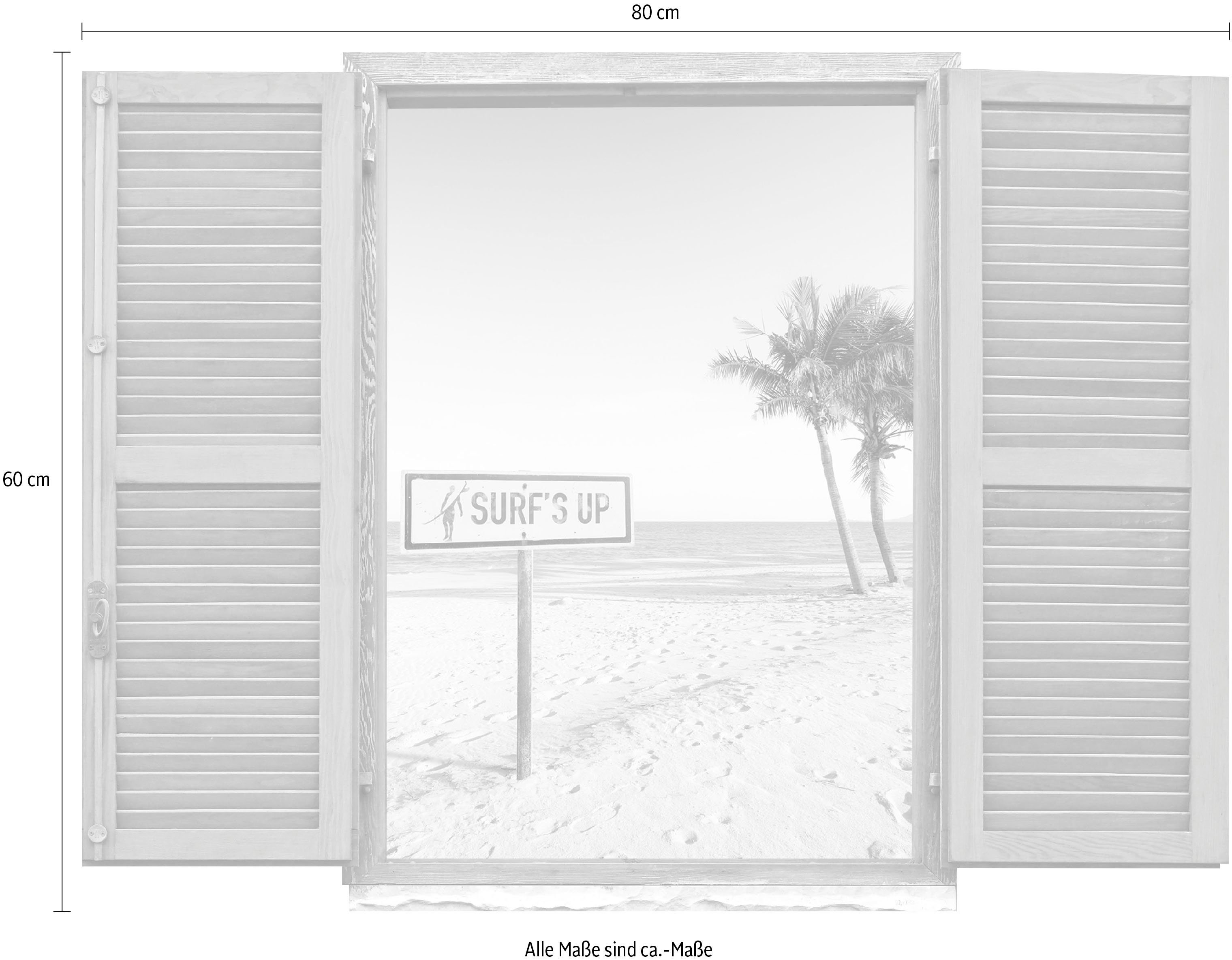 queence Wandfolie Palmenstrand Muursticker, muurdecoratie, zelfklevend, 3D, raam (1 stuk)