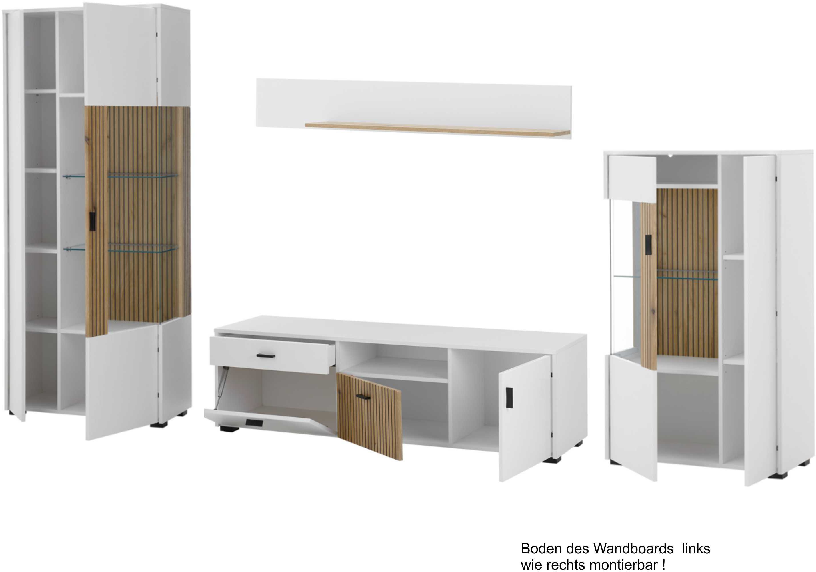 INOSIGN Wandmeubel Hudson met moderne groevenlook, handgrepen van metaal (zwart), breedte 320 cm (set, 4-delig)