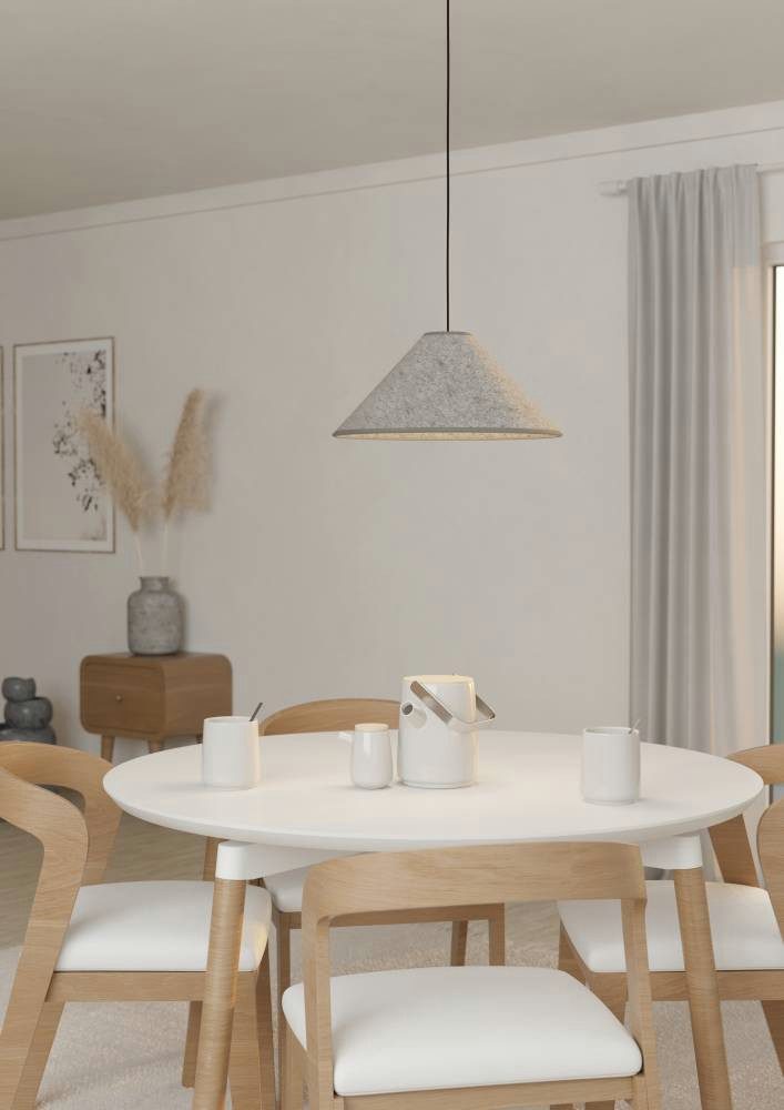 EGLO Hanglamp ALSAGER Hanglamp, vilt in grijs en metaal in zwart, E27 fitting, Ø 41 cm (1 stuk)