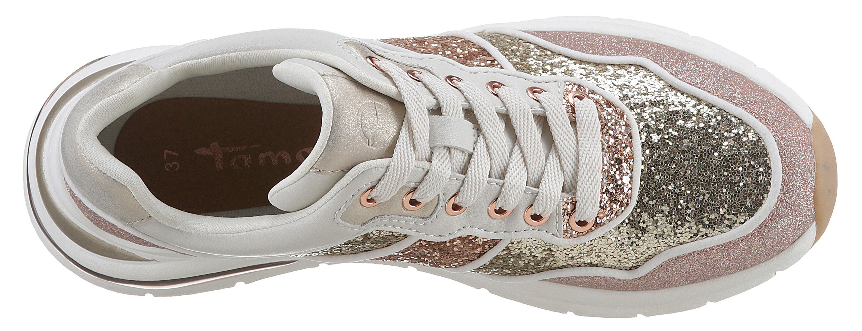Tamaris Sneakers in sprankelende look, vrijetijdsschoen, lage schoen, veterschoen