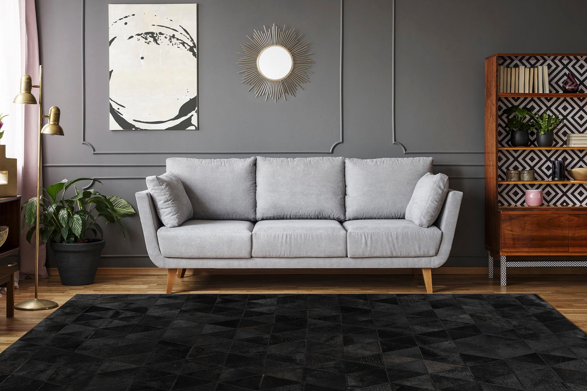 Padiro Vachtvloerkleed Lavin 325 leren vloerkleed