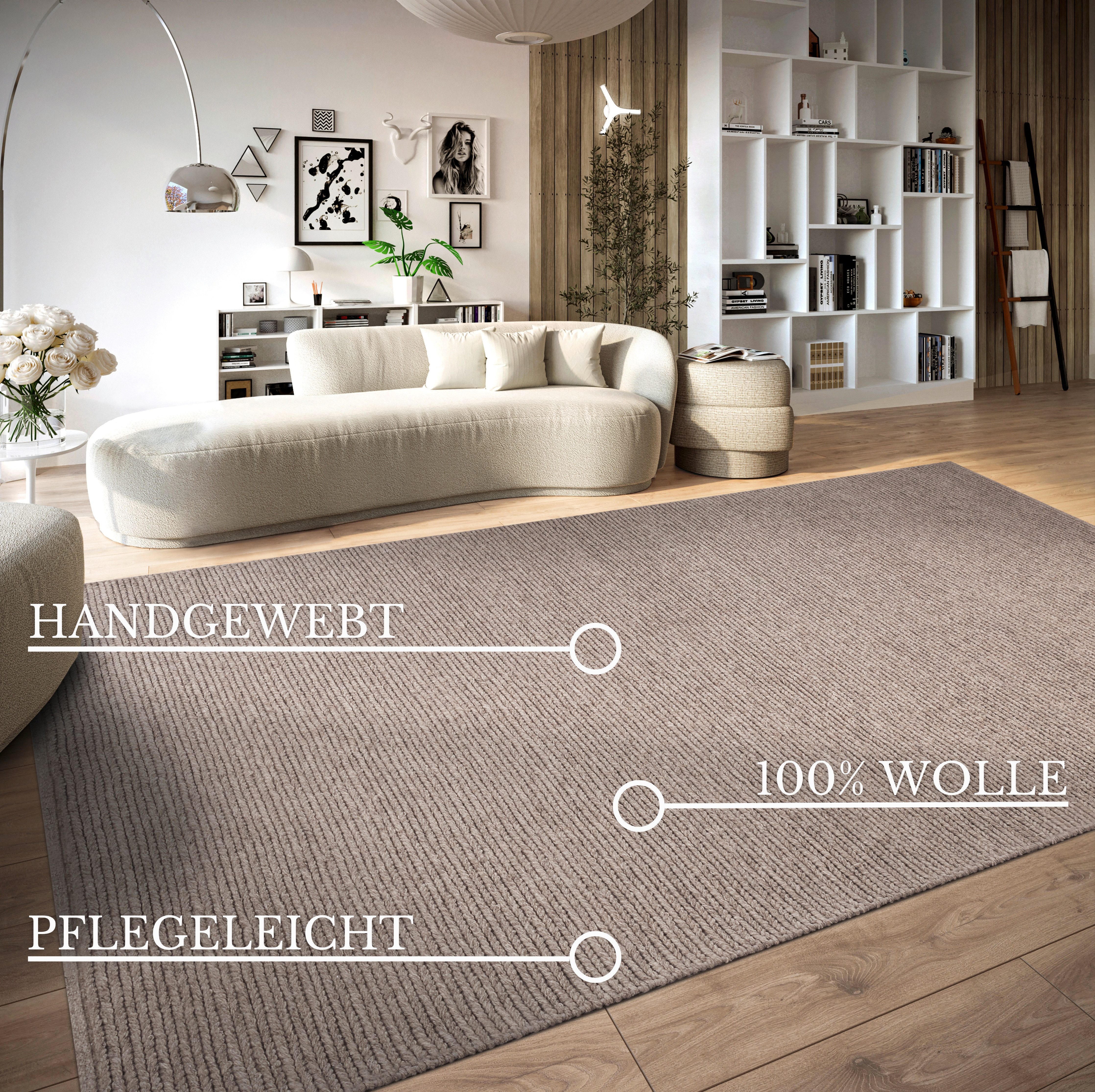 Villeroy & Boch Wollen kleed Francois in rond, ovaal, loper, handgeweven, wol, woonkamer, slaapkamer