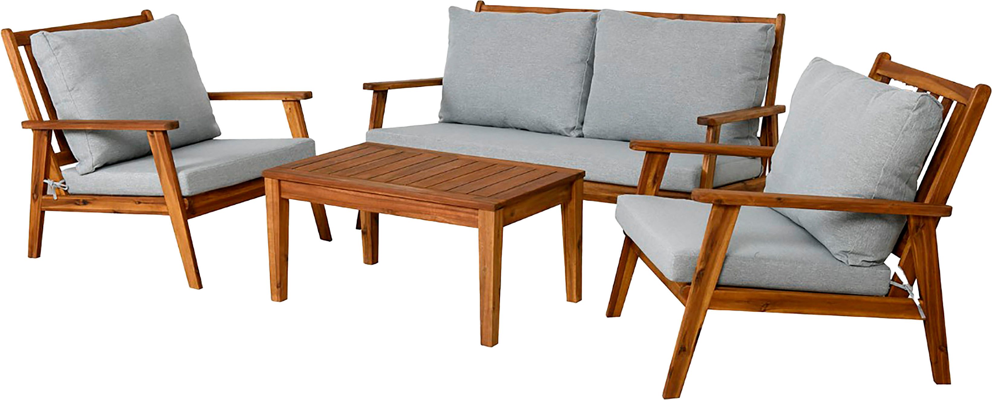 byLIVING Tuinset LA PALMA uit massief acaciahout met gezellige zit- en rugkussens (set, 11-delig) tuinsets bruin
