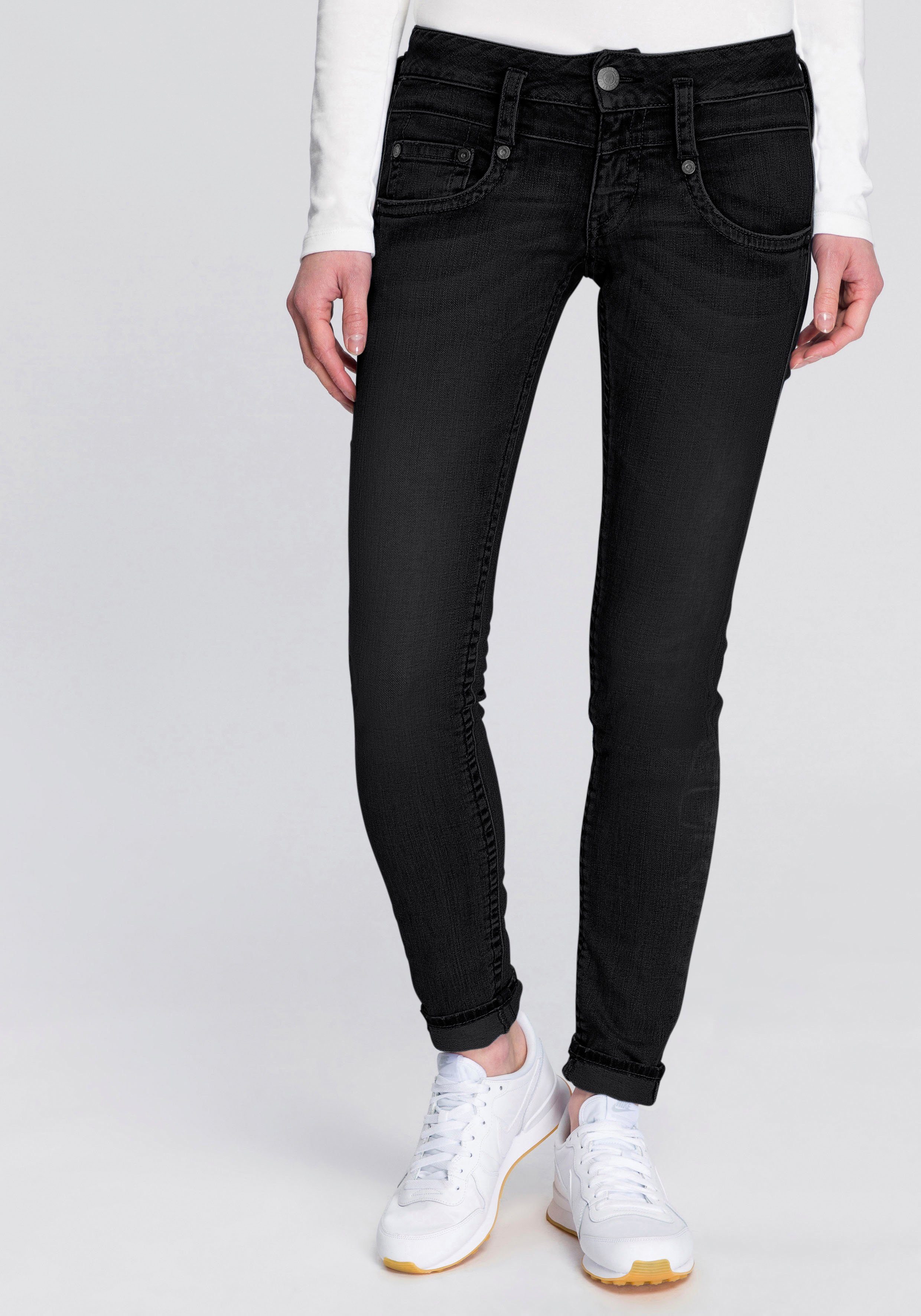 Herrlicher Skinny jeans PITCH SLIM REUSED DENIM Low waist met licht push-upeffect