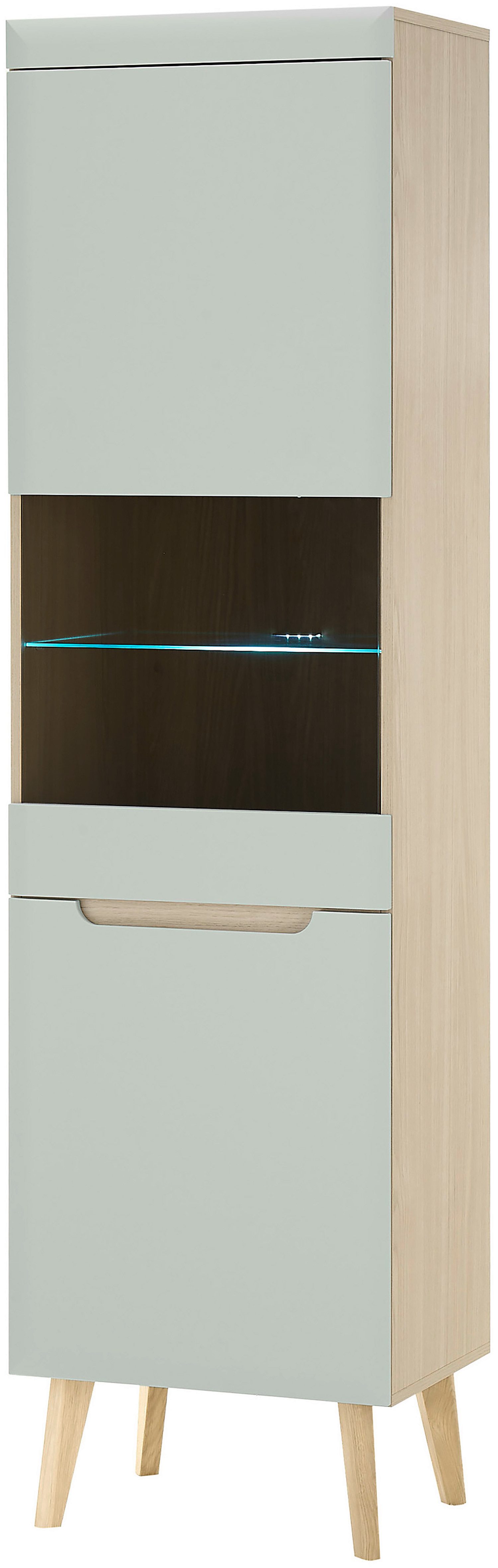 INOSIGN Vitrinekast Torge, hoge kast, glazen vitrine, staande vitrine, vitrinekast in drie verschillende kleuren beschikbaar, glazen deur & -bodem, 53 cm breed (1 stuk)