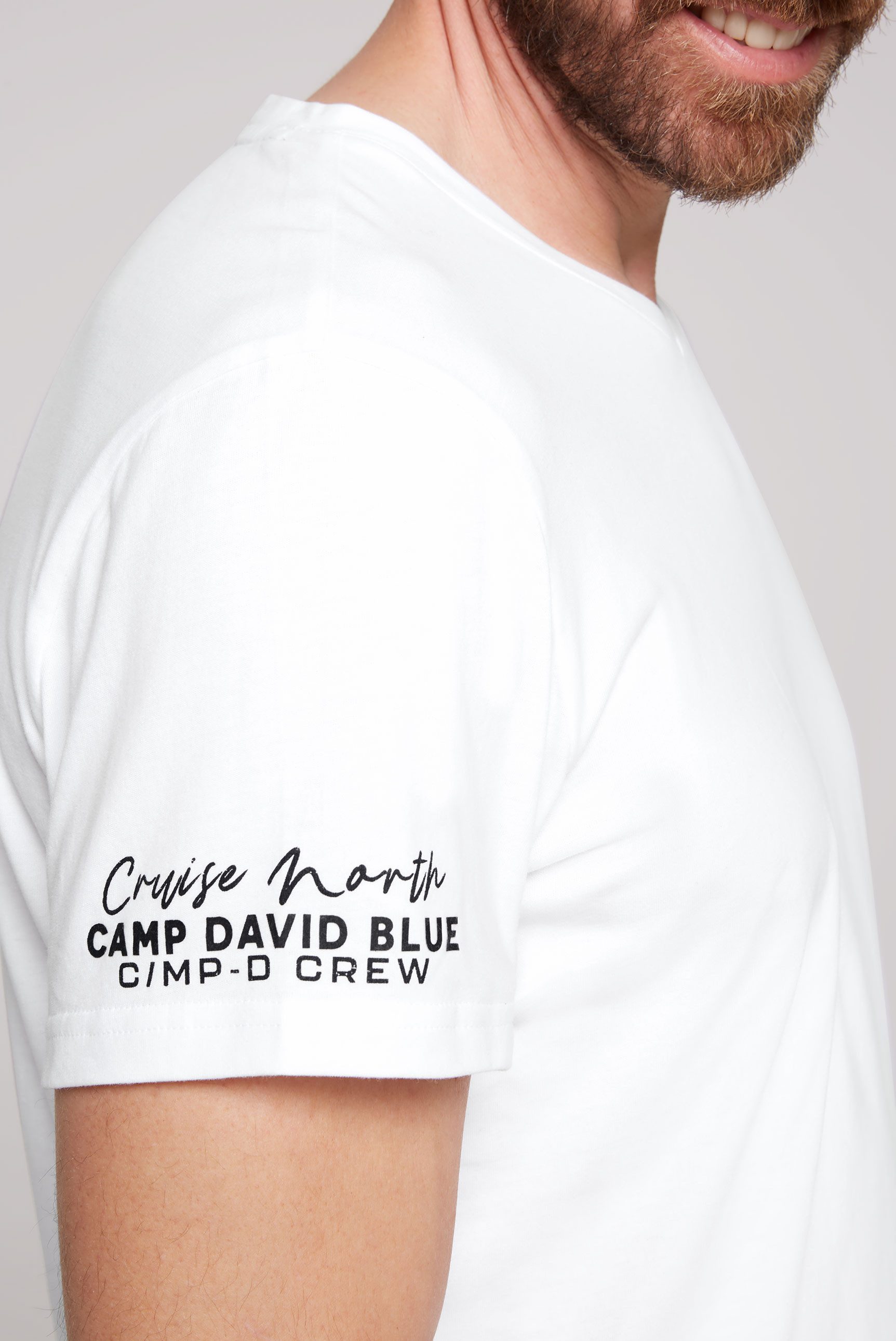 CAMP DAVID Shirt met V-hals met maritieme prints