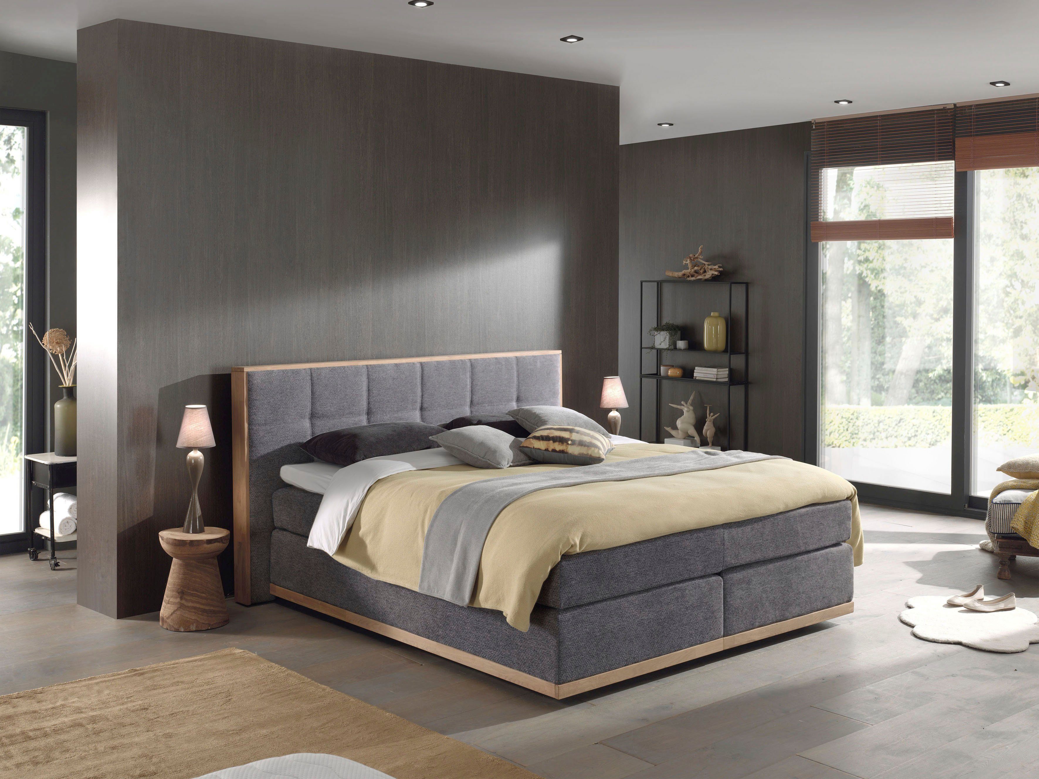 Places of Style Boxspring Vinton van massief eiken, verschillende hardheden (ook h4) (5 stuks)