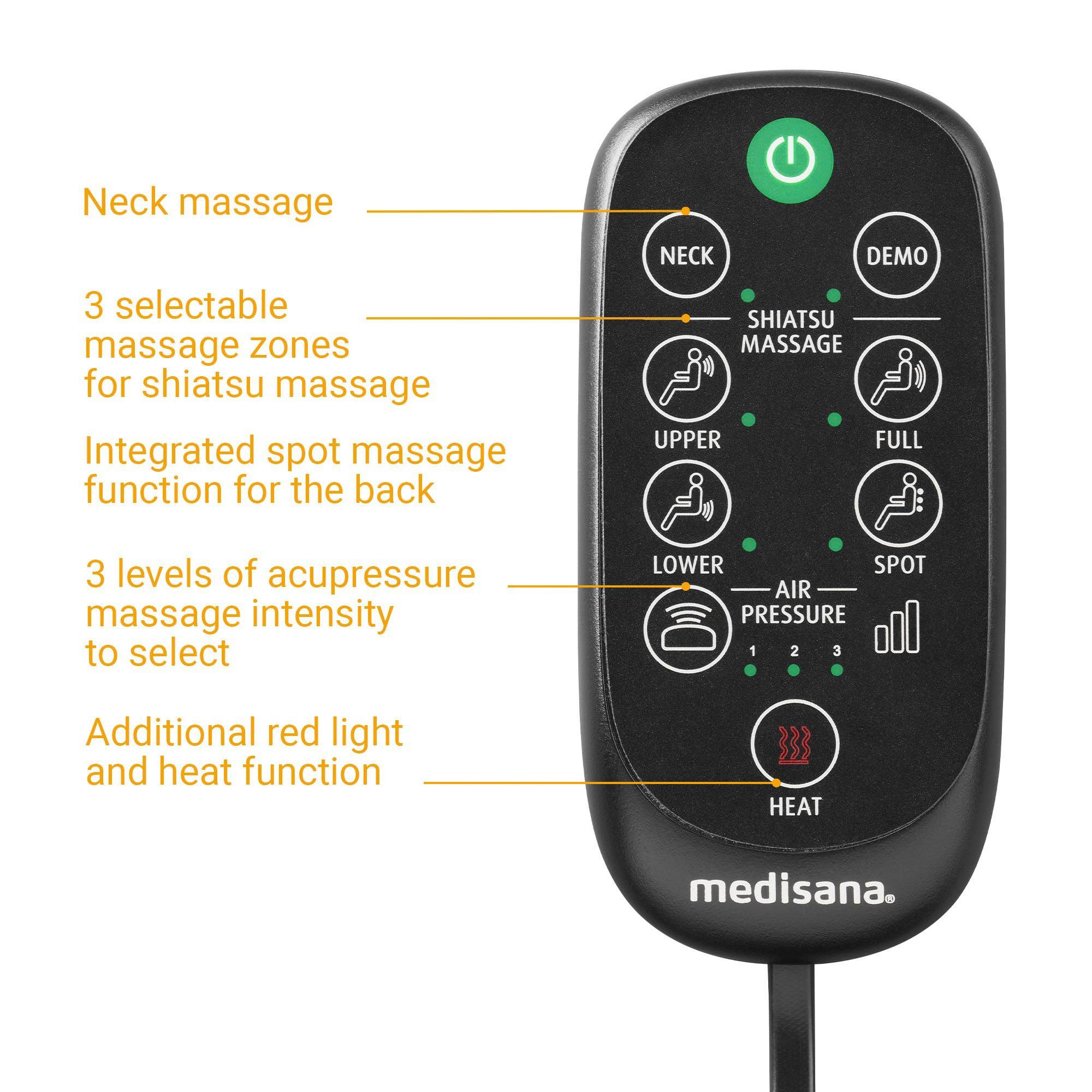 Medisana Shiatsu-massagekussen MC 825 met in te schakelen infrarood- en thermofunctie