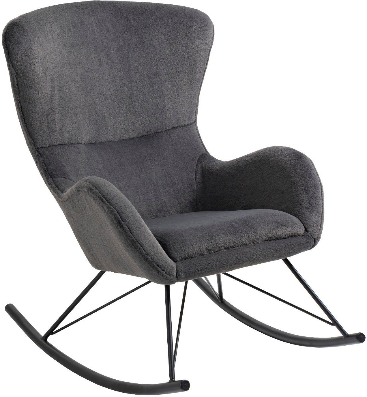 SalesFever Schommelstoel in lammy-look schommelstoelen grijs