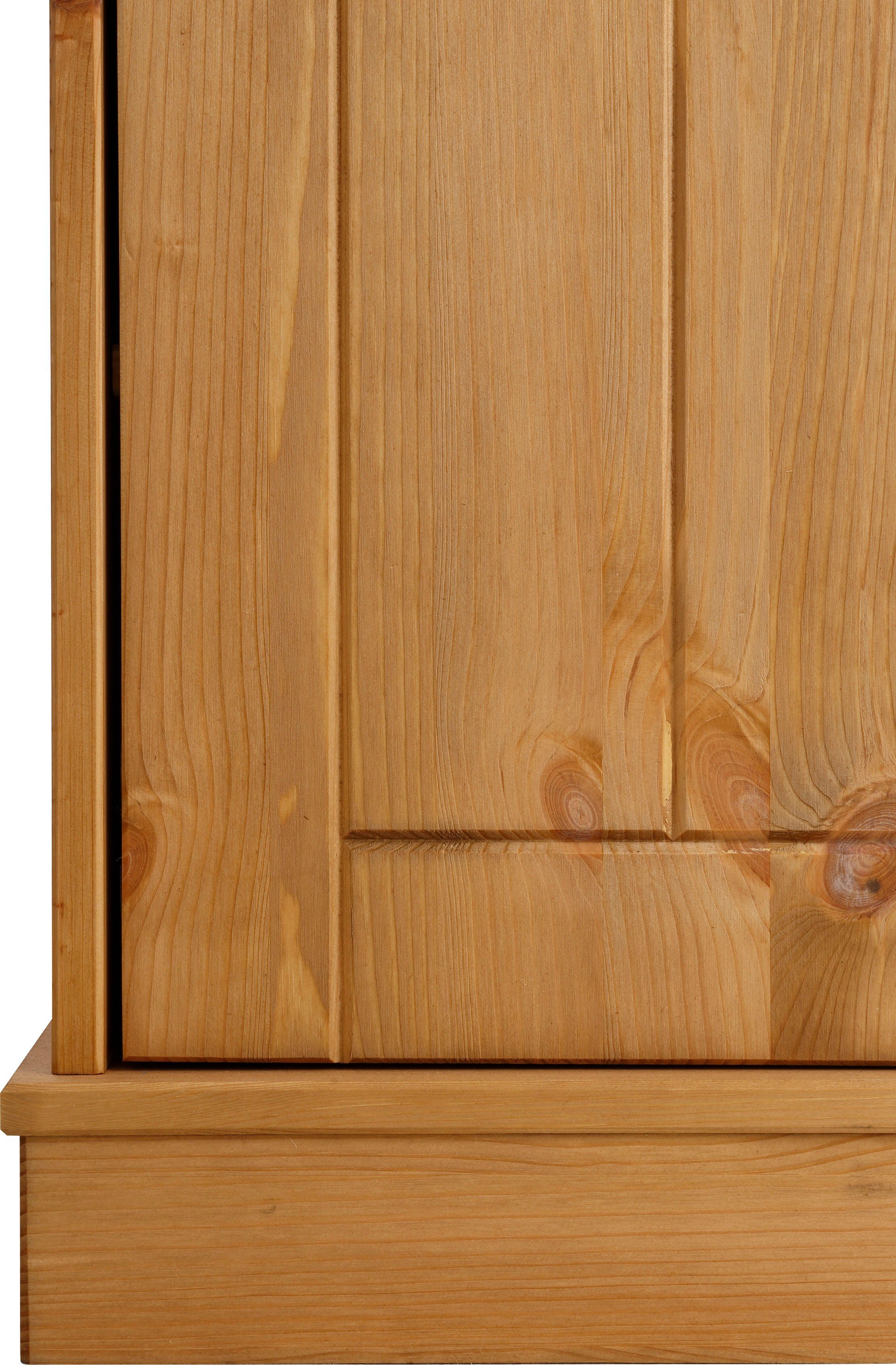 Home affaire Wandmeubel Indra 4-delig set: vitrinekast, lowboard, wand- & staande plank, massief dennenhout (set, 4-delig)