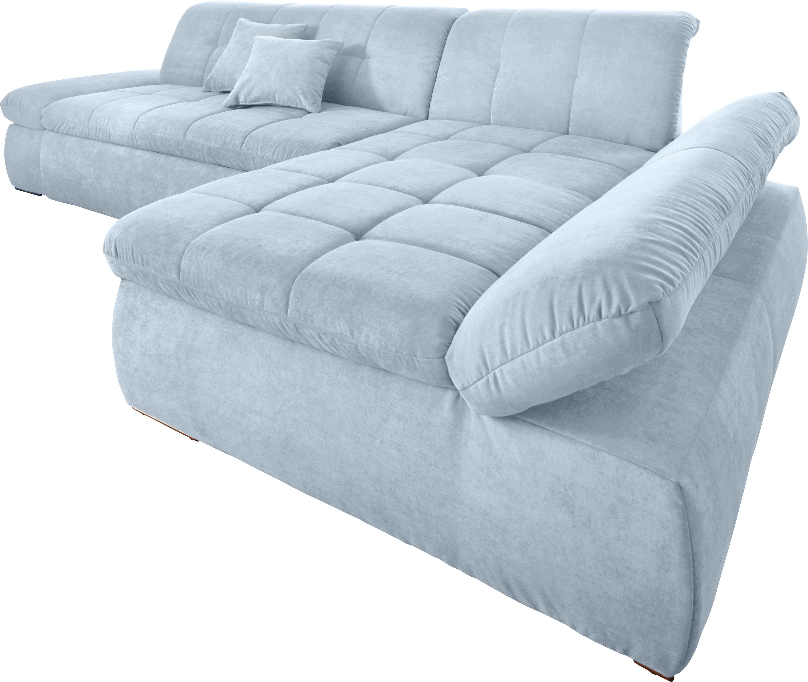 DOMO collection Hoekbank NMoric XXL, B/D/H: 300/172/80cm, L-vorm naar keuze met slaapfunctie en verstelbare armleuning