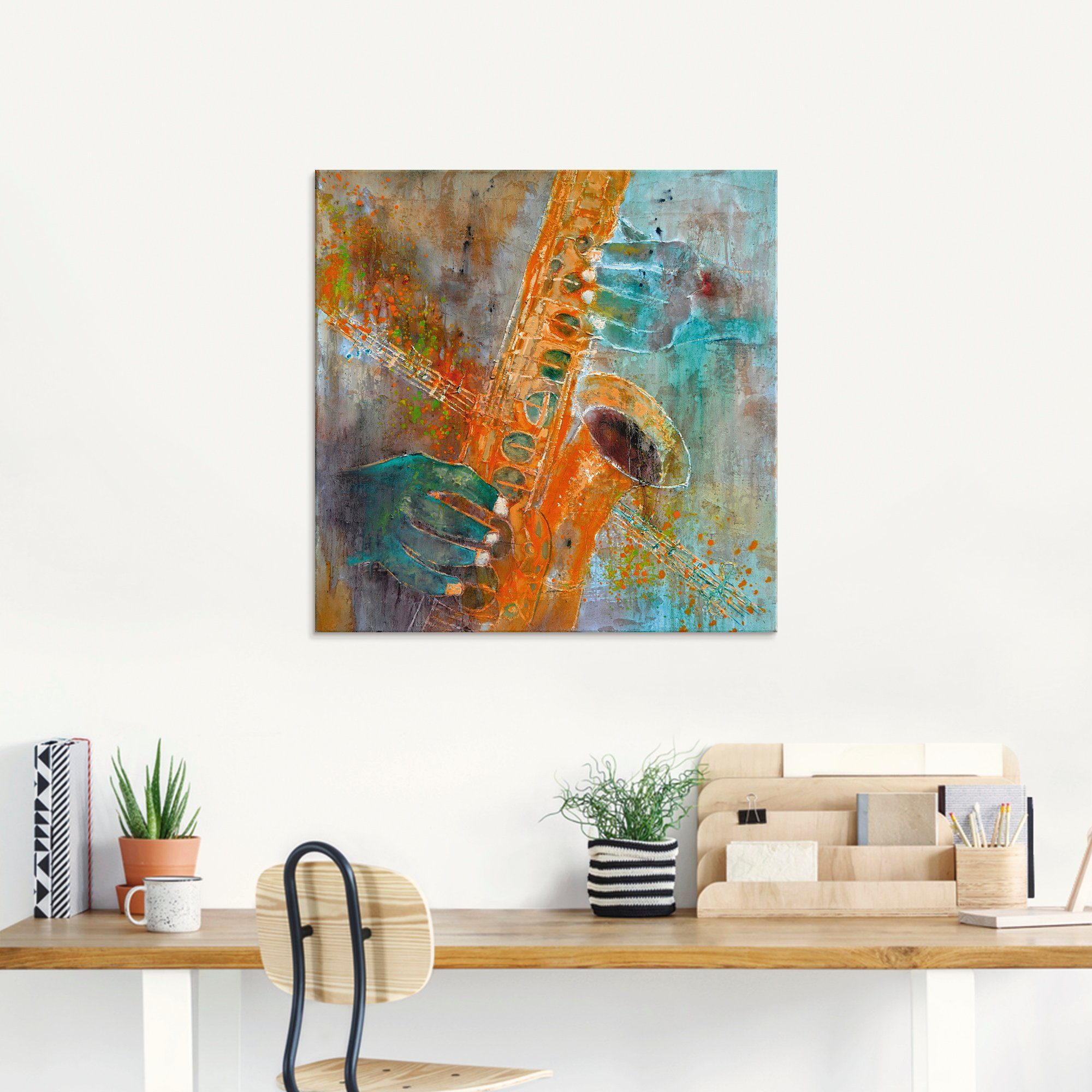Artland Print op glas Een saxofoon in verschillende maten