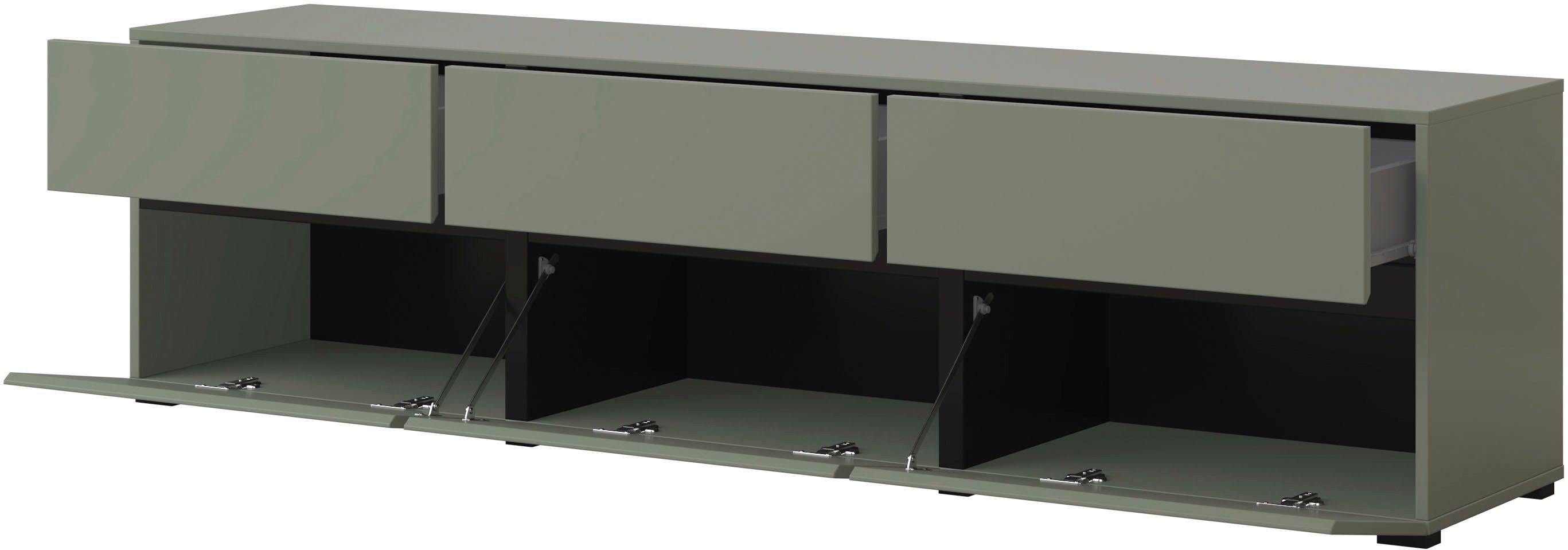 INOSIGN Tv-meubel Cross, moderne greeploze TV-kast,3 kleppen/3 laden Breedte 180 cm, TV-kast met veel bergruimte, TV-board