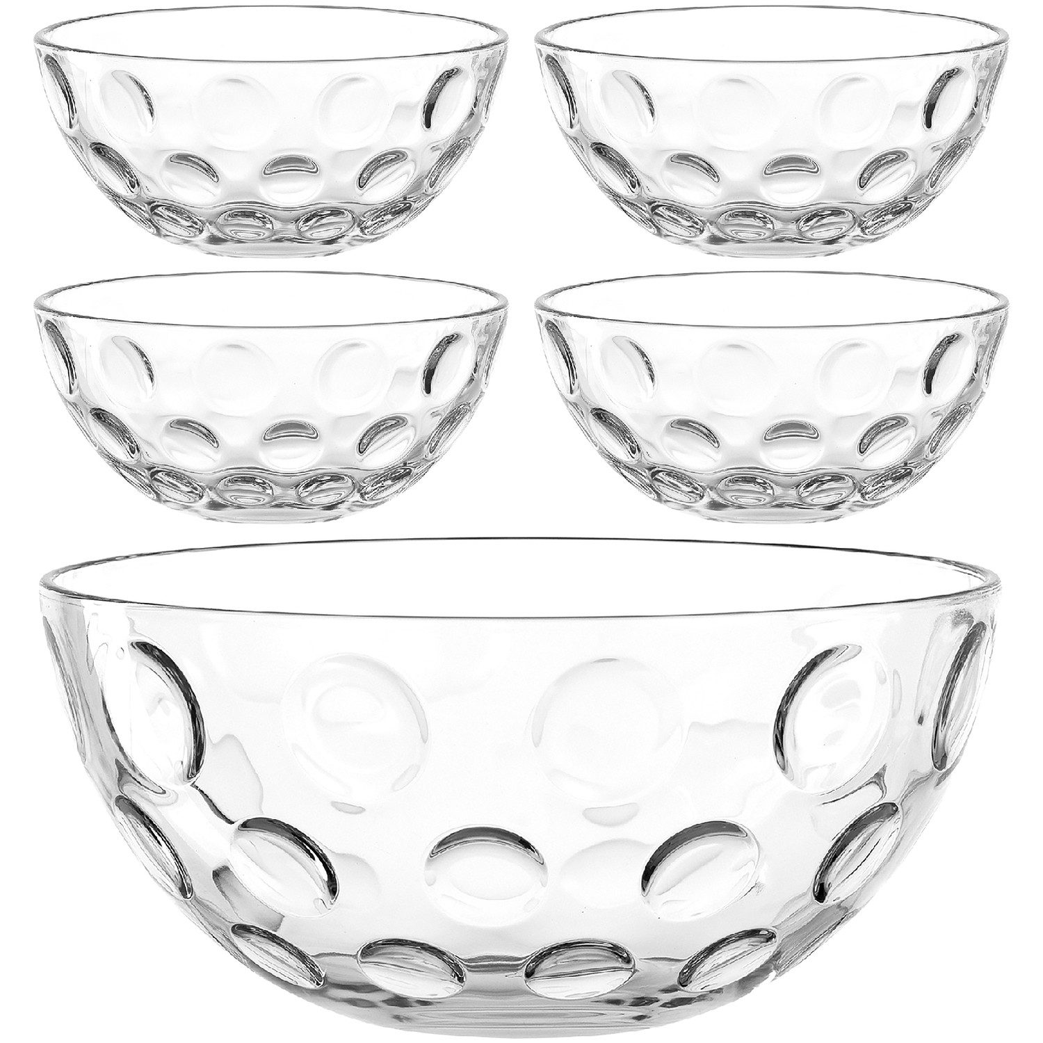 LEONARDO Schaal Schalen-set CUCINA OPTIC, 5-delig, 4x Ø 10 cm & 1x Ø 21,5 cm (set, 5-delig) schaaltjes wit