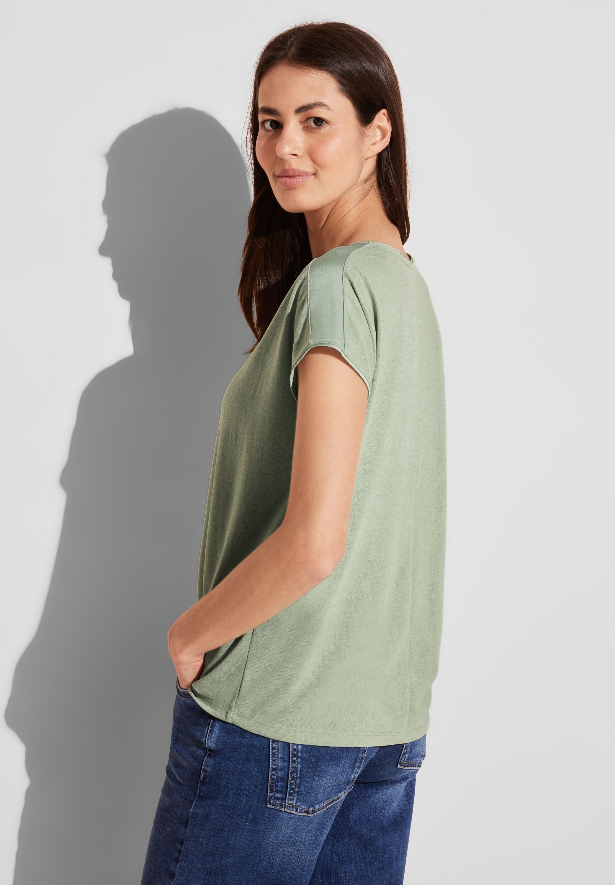 STREET ONE Shirttop met linnen melange-look