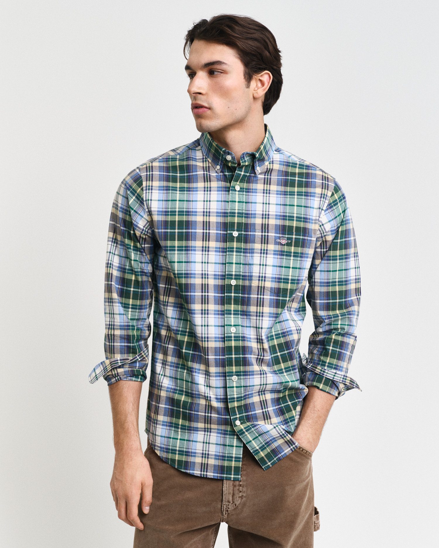 Gant Geruit overhemd REG POPLIN TARTAN CHECK SHIRT Regular fit popeline overhemd met tartan-ruitpatroon heren casual overhemden maat 4XL groen