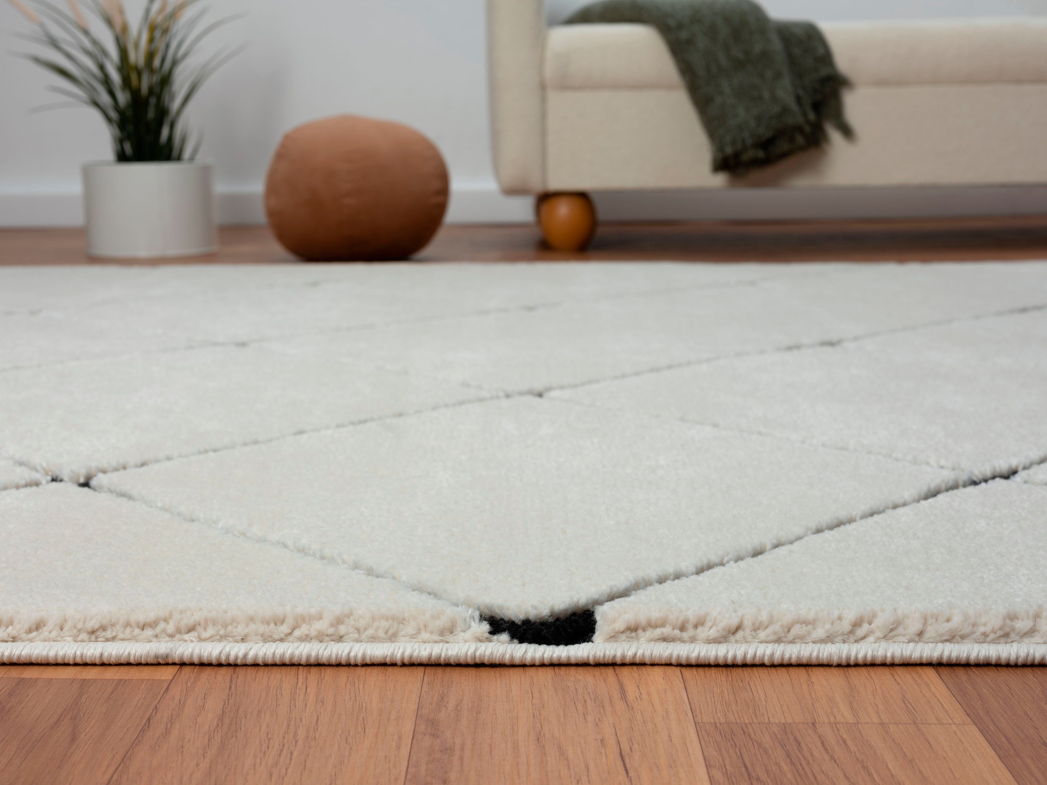 Myflair Möbel & Accessoires Hoogpolig vloerkleed Moroccan Square modern, marokkaans ontwerp, ruitenpatroon, zacht door hoogpolig