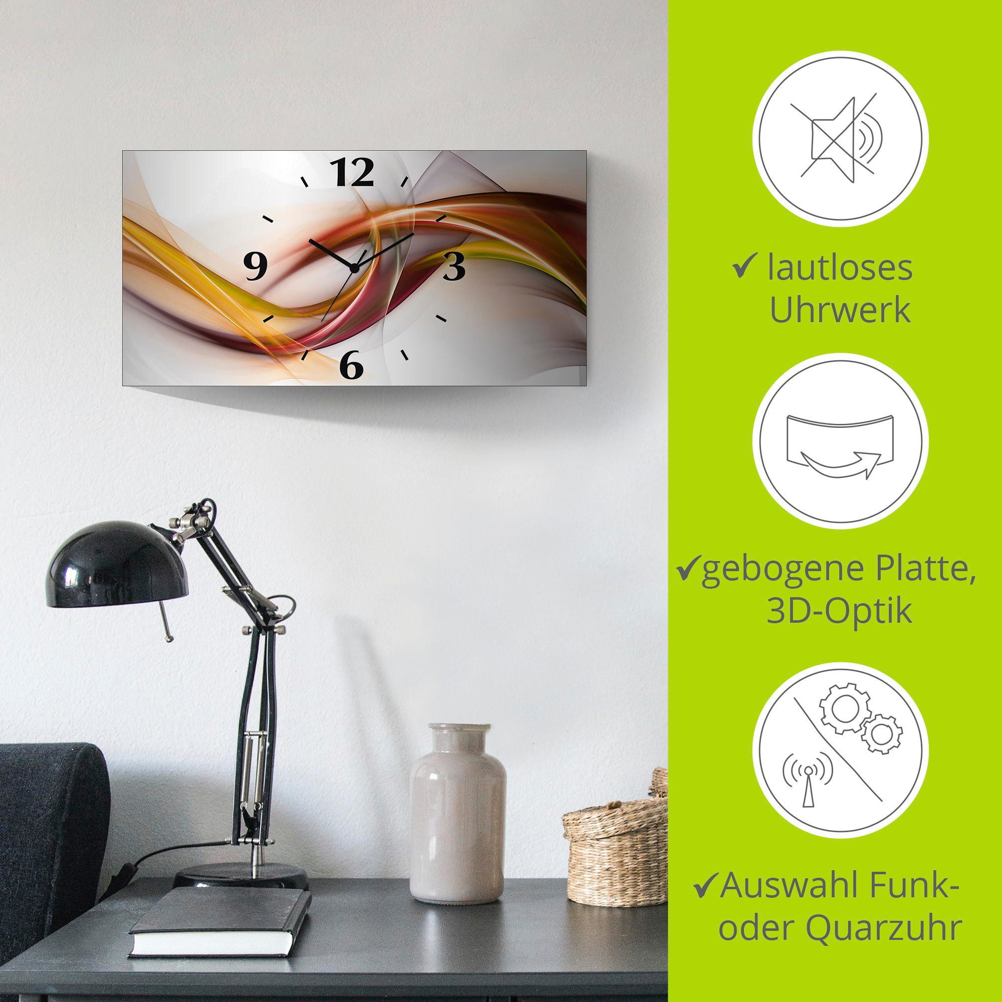Artland Wandklok Abstract design oranje 3d-look geschulpt, met kwarts- of radiografisch uurwerk, verschillende maten