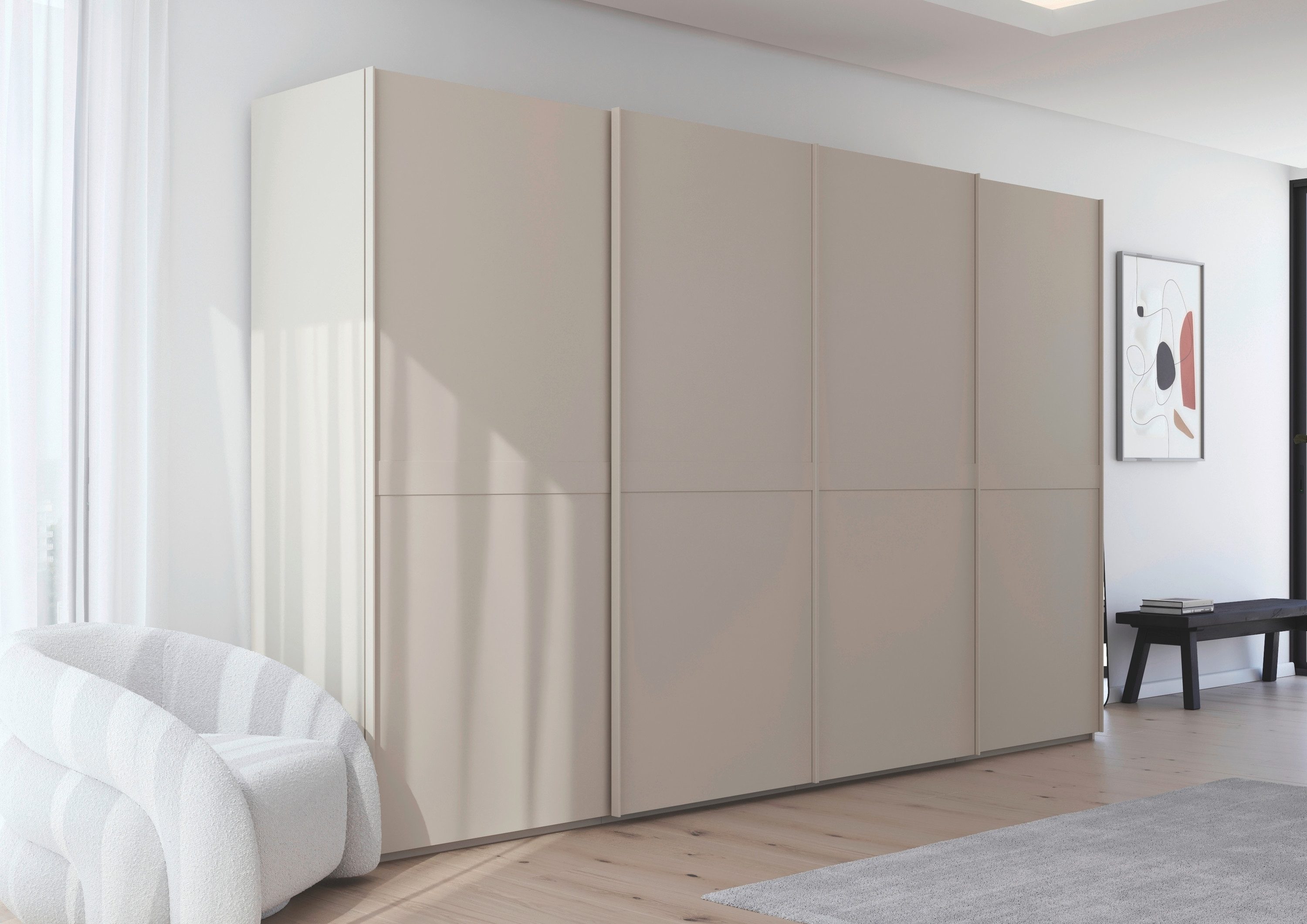 rauch Schuifdeurkast Kledingkast kast garderobe slaapkamerkast SCALE-LINE edel uiterlijk met buikband in corpuskleur decorfront made in germany